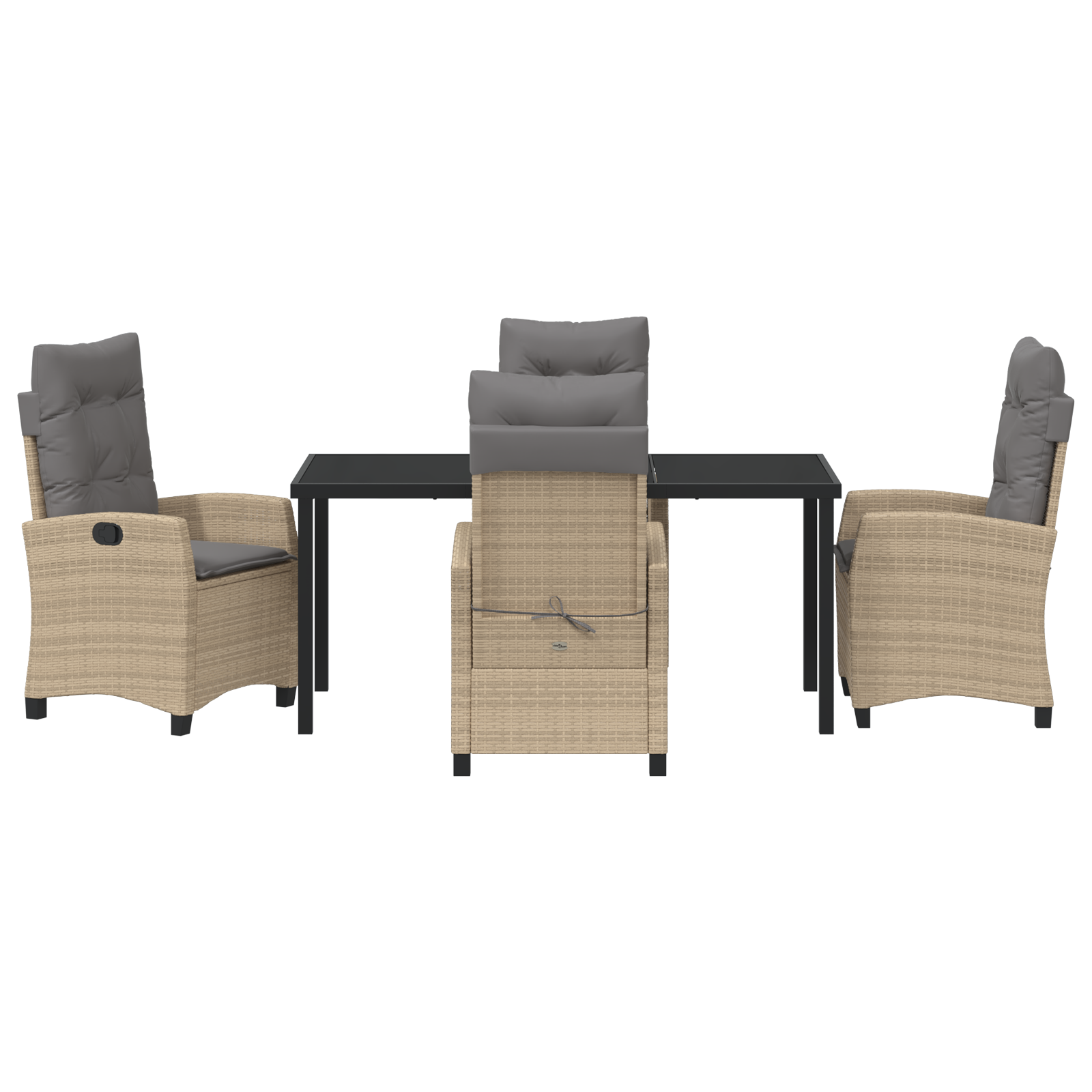 Conjunto de Jantar de Jardim com Almofadas Bege Rattan Poliéster