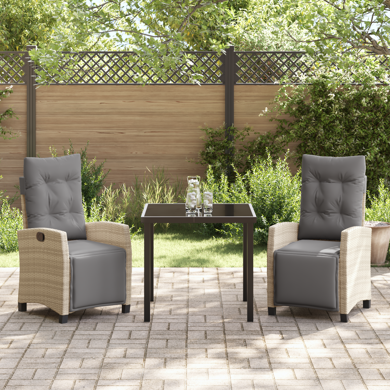 Комплект градинска трапезария бежов полиратан - Image 4