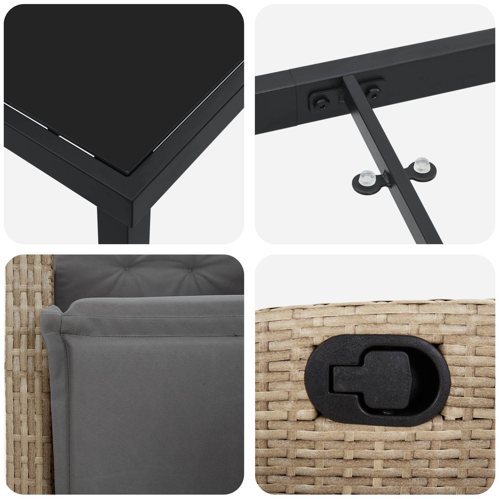 Комплект от 5 части за градинско хранене бежов полиратан - Image 9