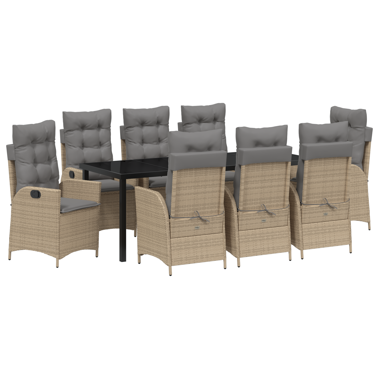 9 vnt. sodo valgomojo rinkinys su pagalvėmis, smėlio poliratanas - Image 2