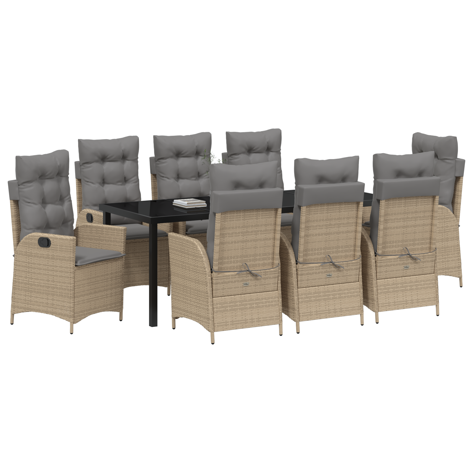 9 vnt. sodo valgomojo rinkinys su pagalvėmis, smėlio poliratanas - Image 3