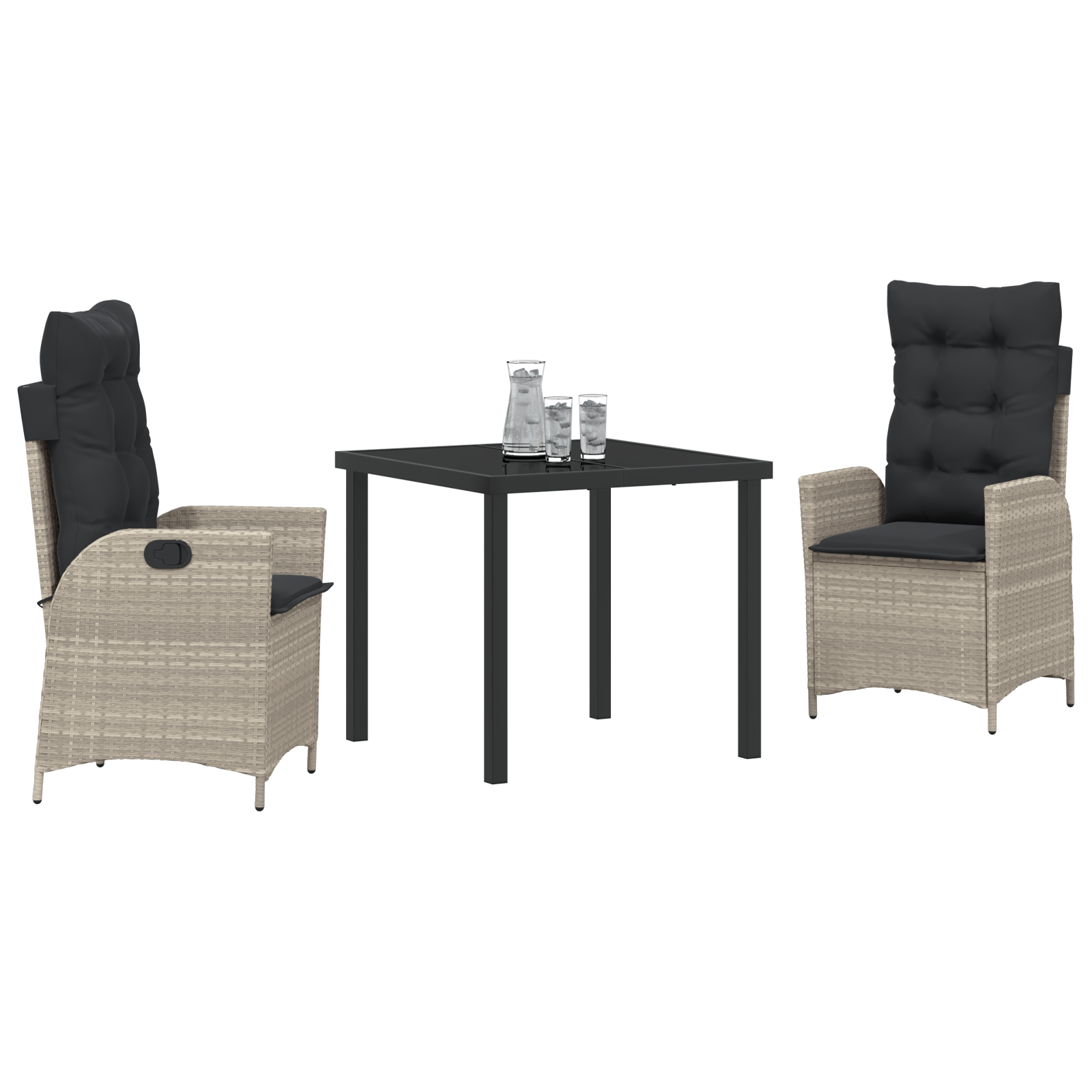 Thumbnail - vidaXL 3-teiliges Garten-Esszimmer-Set mit Kissen in Hellgrau aus Poly-Rattan