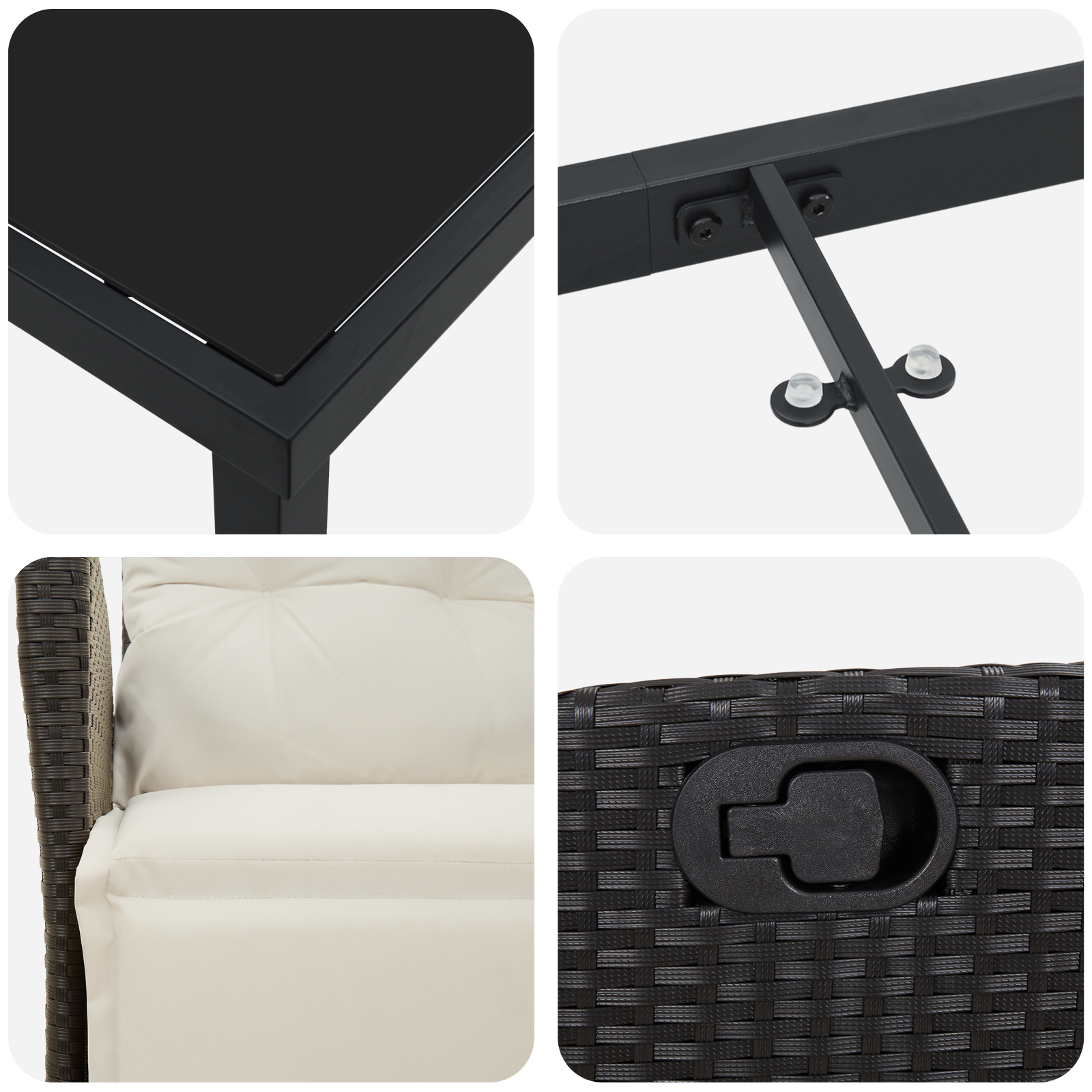 комплект градински мебели Черен полиратан - Image 9