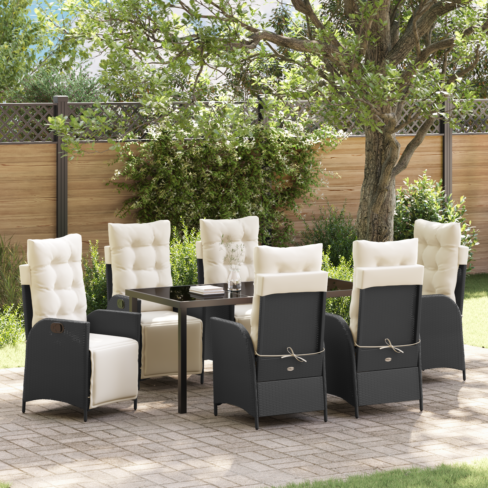 Thumbnail - vidaXL 7-teiliges Garten-Diningset aus schwarzem Polyrattan