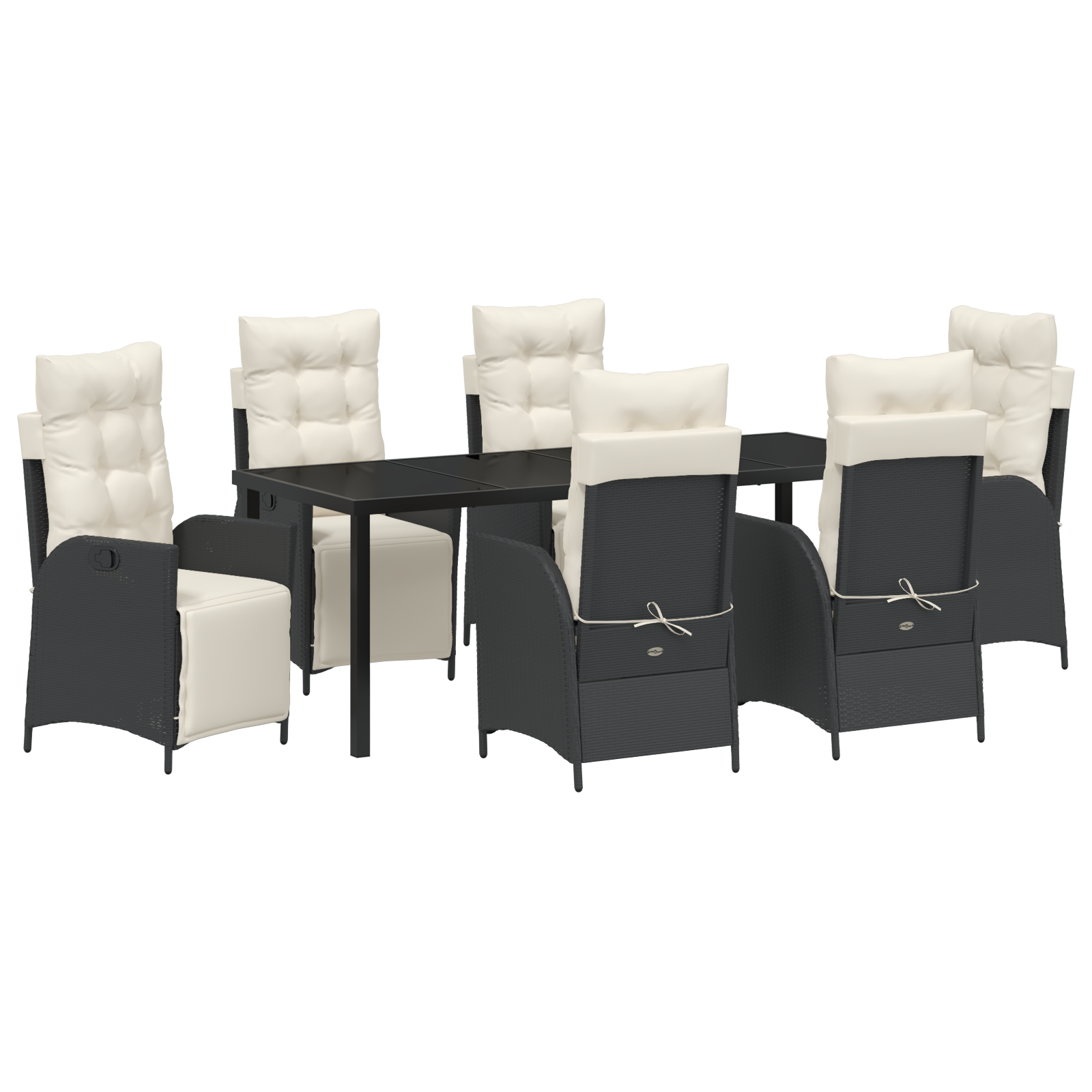 Комплект от 7 части градинския обяд черен полиратан - Image 2