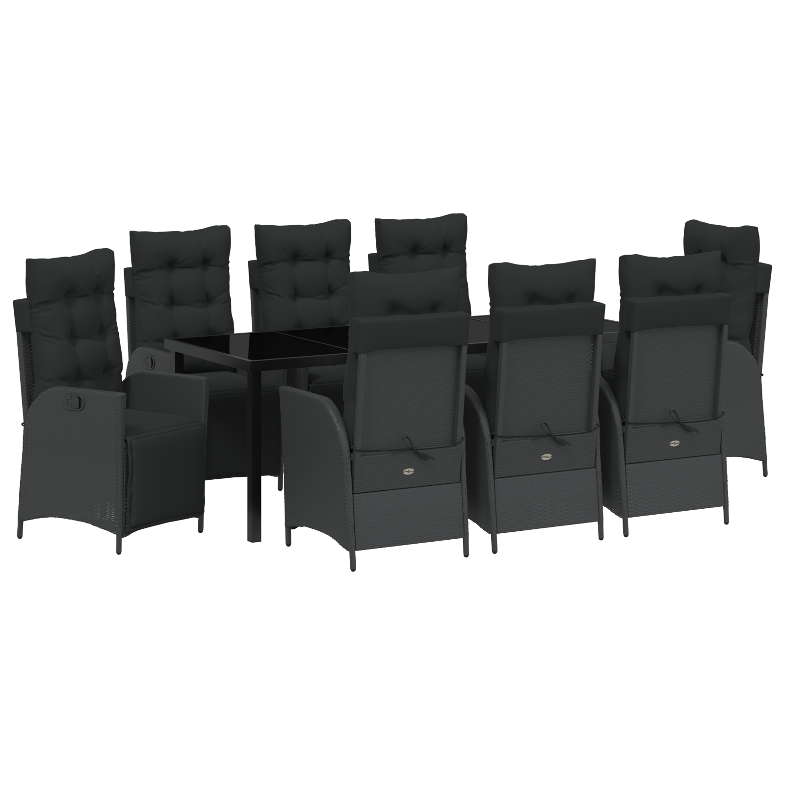 9 частен комплект за градинско хранене Черен Полиратан - Image 2