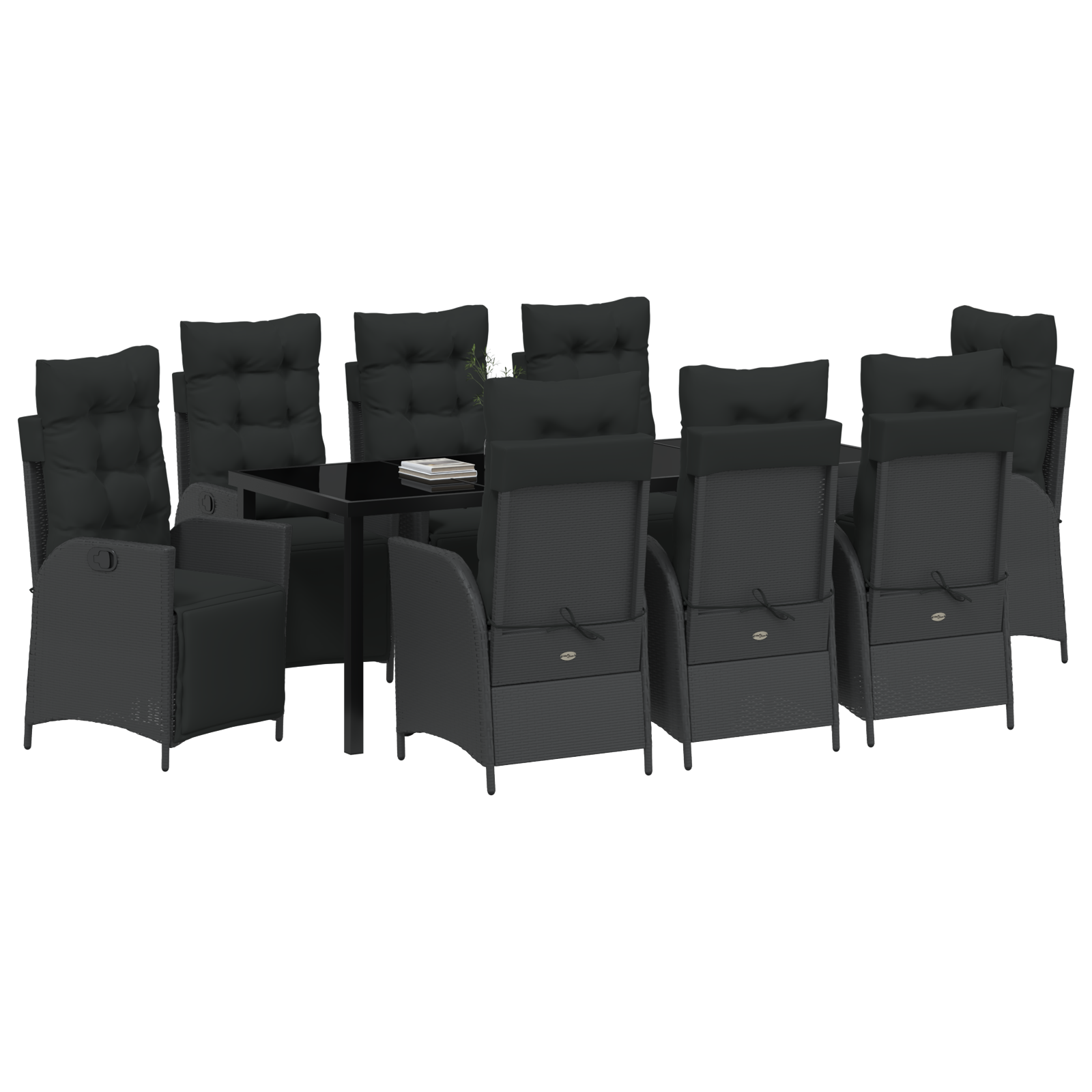 9 частен комплект за градинско хранене Черен Полиратан - Image 3