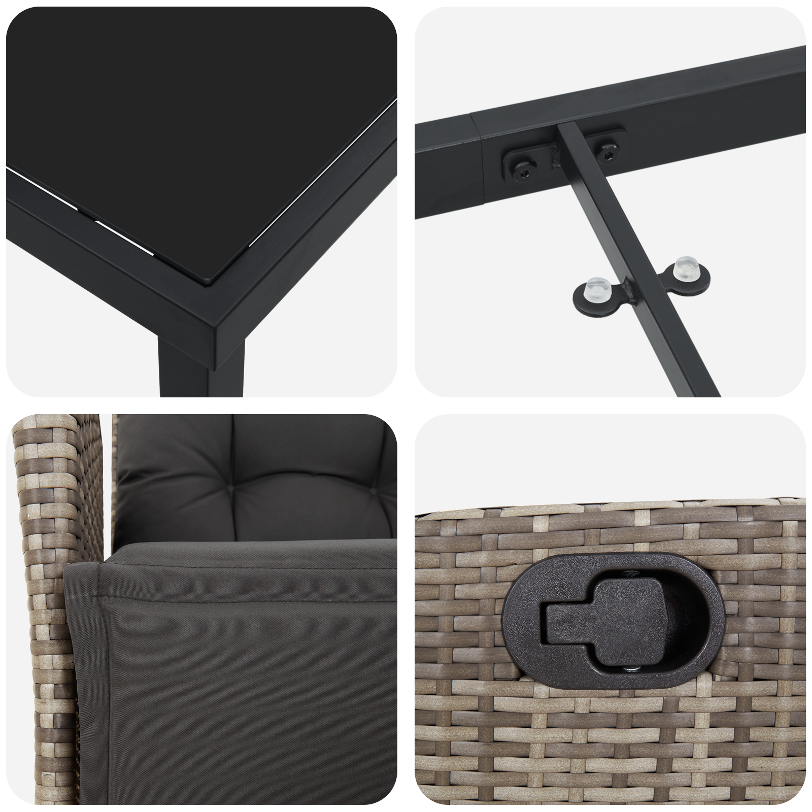 Комплект от 3 градински стола сив полиратан - Image 9