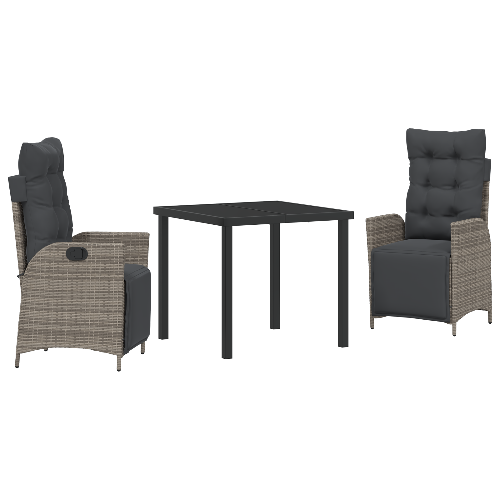 Комплект от 3 градински стола сив полиратан - Image 2