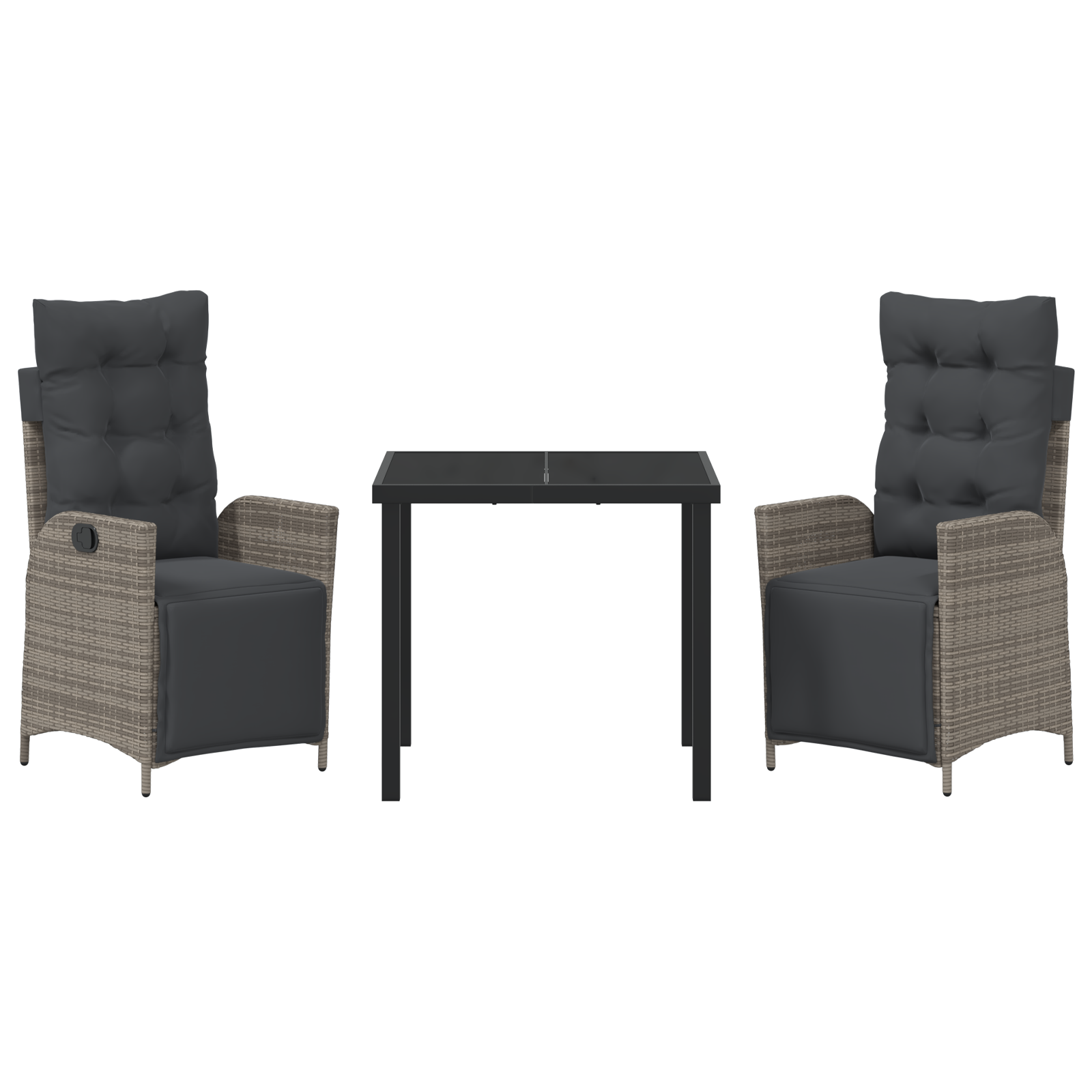 Комплект от 3 градински стола сив полиратан - Image 7