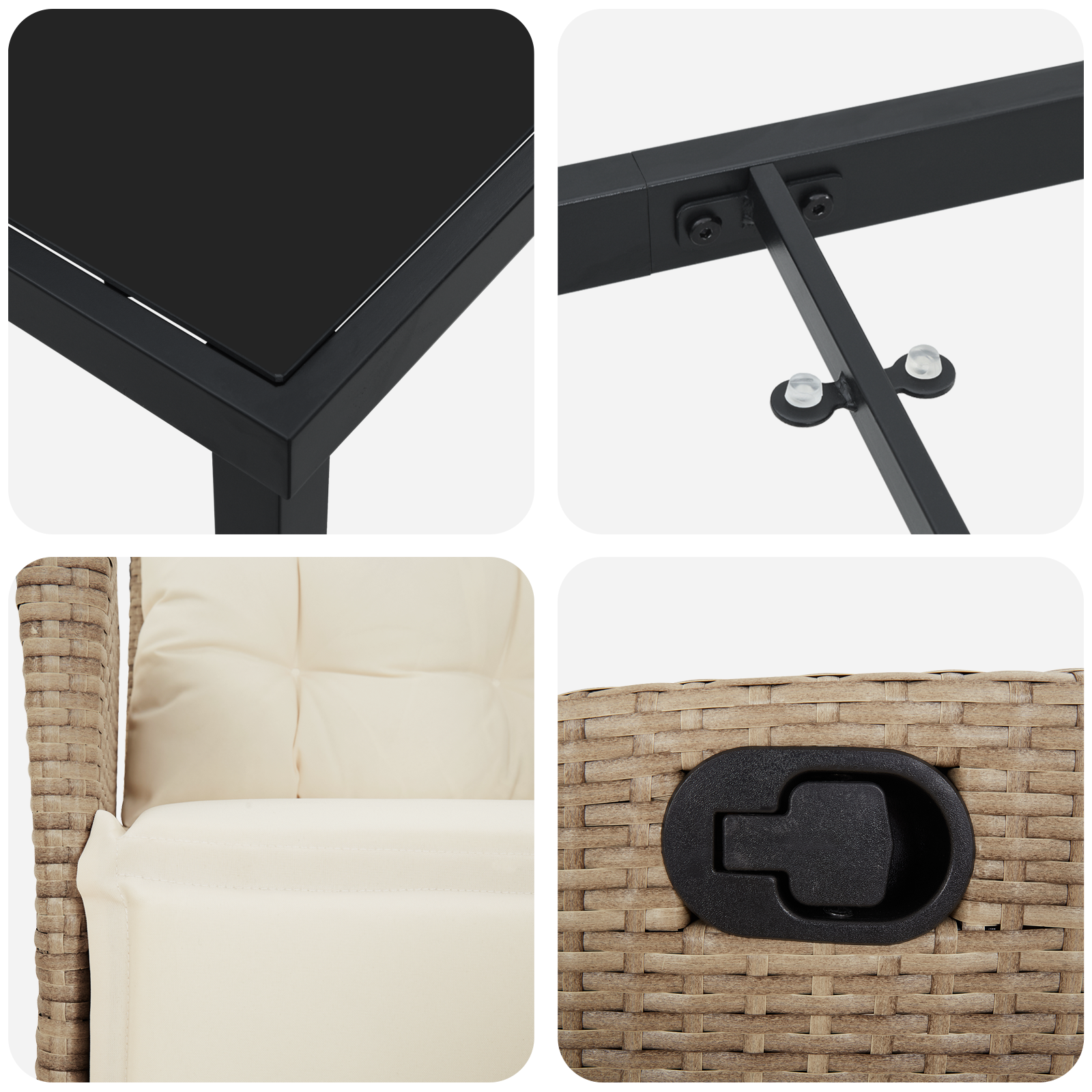 5-частен комплект градинска маса бежов полимерен ратан - Image 9