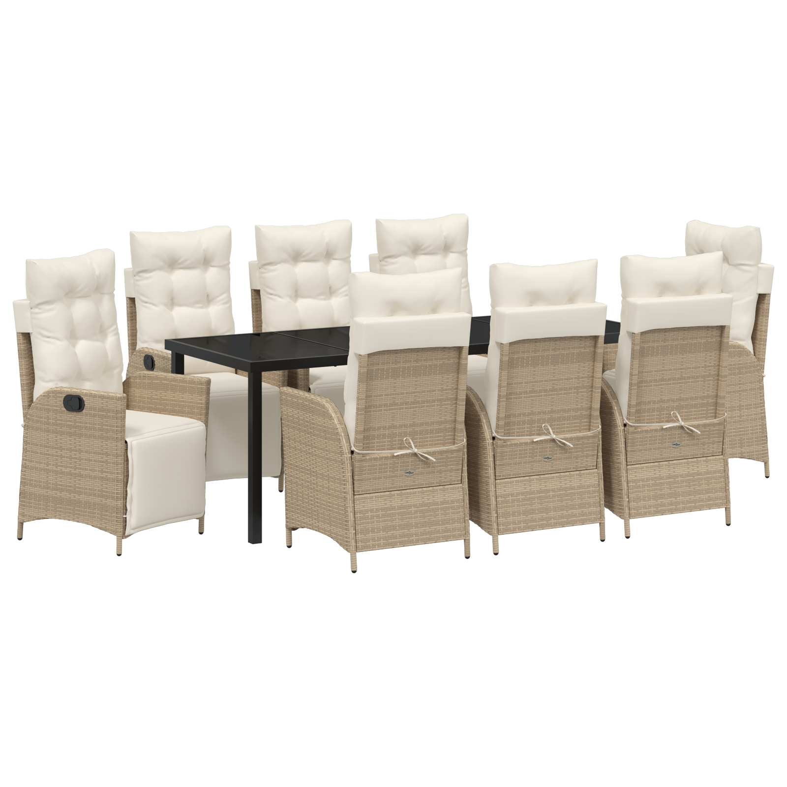 Thumbnail - vidaXL 9-teiliges Garten-Esszimmer Set Beige Poly-Rattan