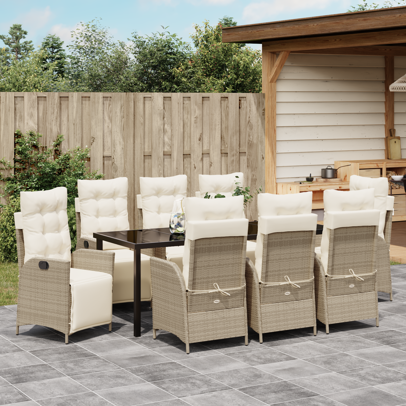 9 Частен Комплект градински мебели Бежов поли ротан - Image 4