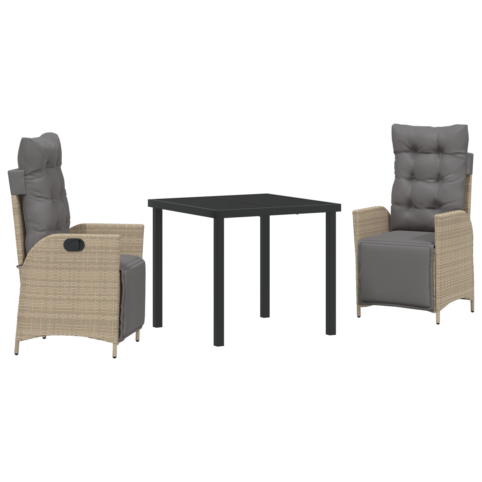 3-Частен Градински Обяден Комплект Бежов Poly Rattan - Image 2