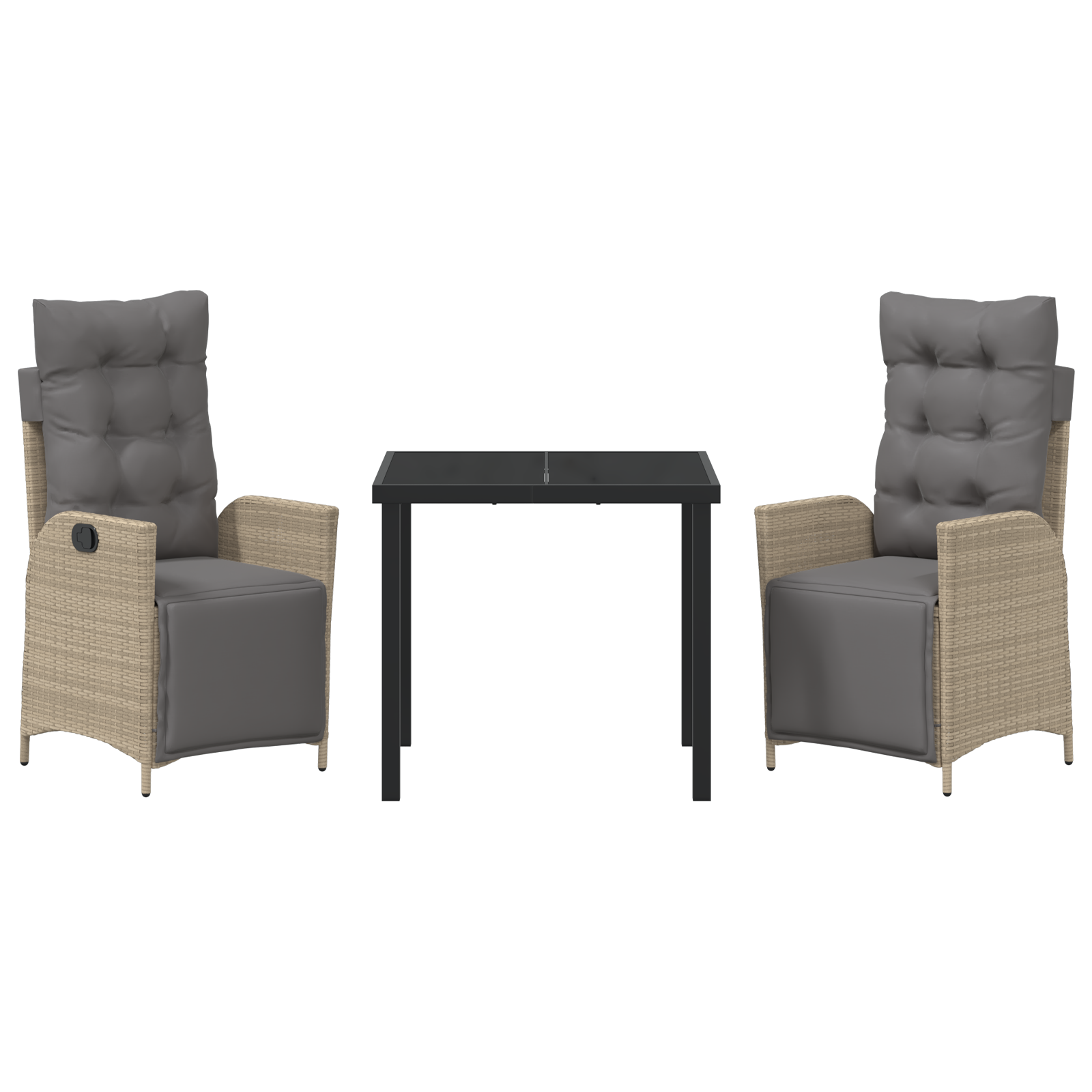 3-Частен Градински Обяден Комплект Бежов Poly Rattan - Image 7