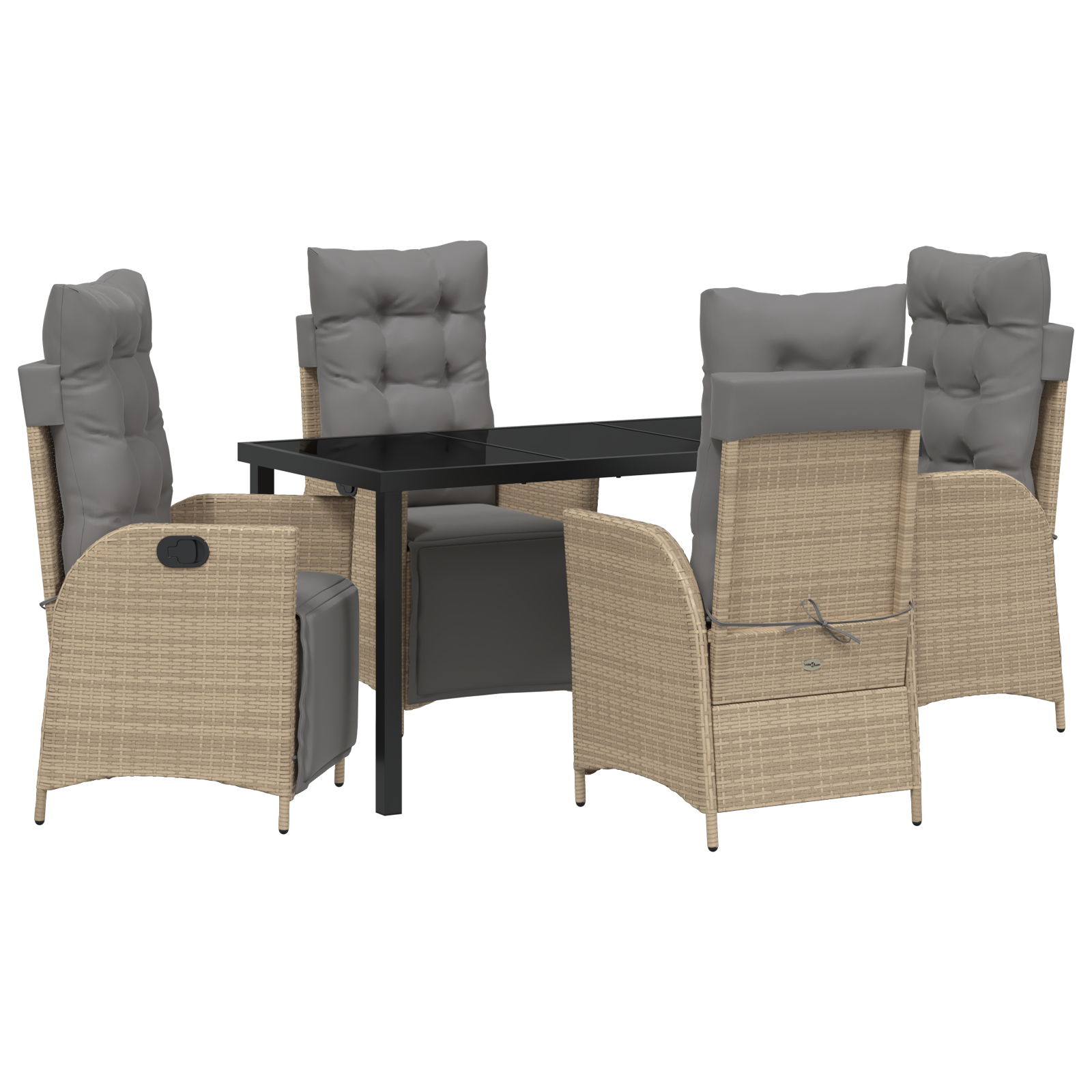 Thumbnail - vidaXL 5-teiliges Garten-Dining-Set Beige Poly Rattan