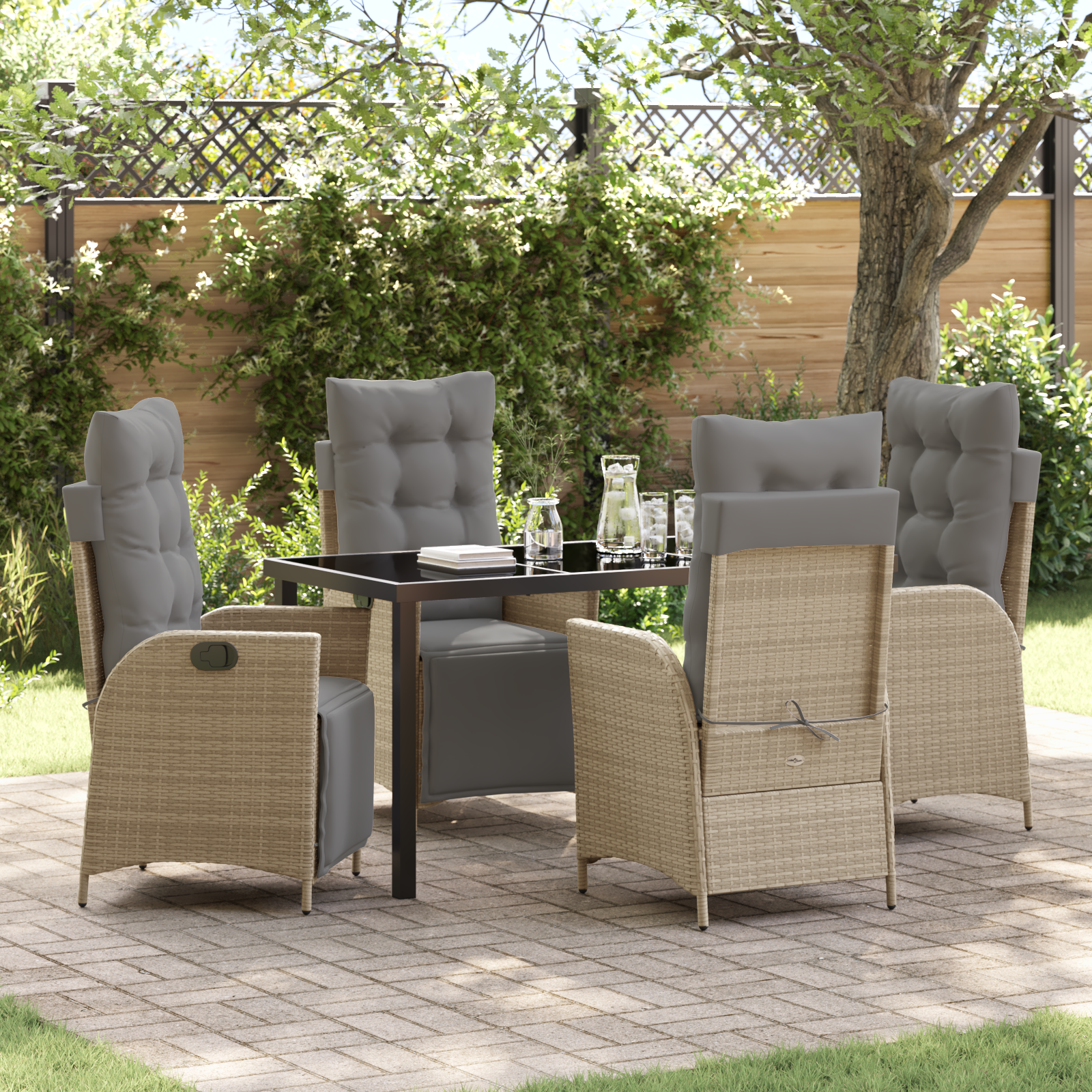 Thumbnail - vidaXL 5-teiliges Garten-Dining-Set Beige Poly Rattan