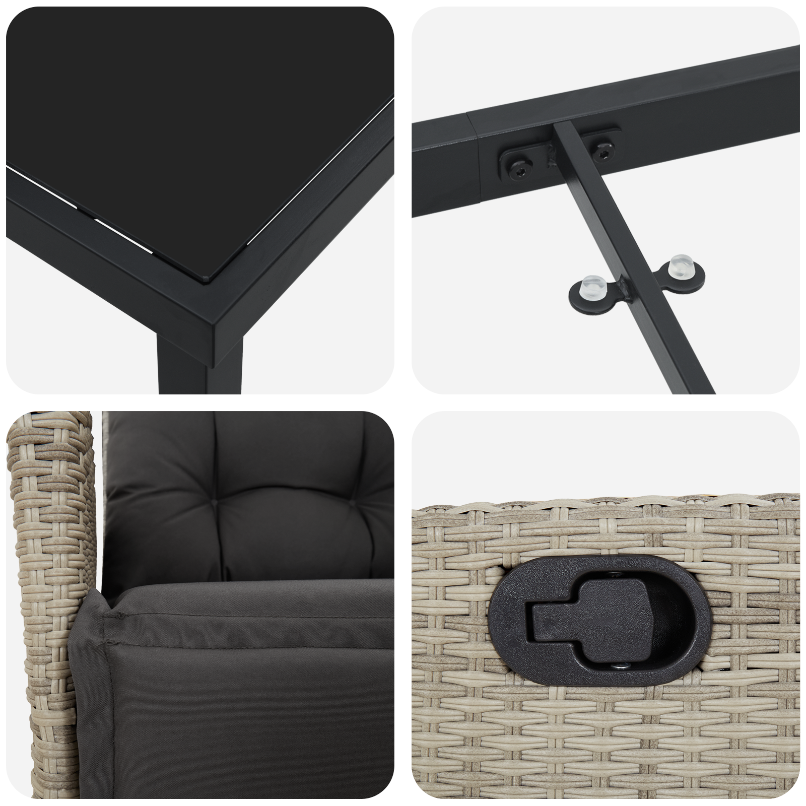 Комплект от 3 места за хранене за градина Светлосиво полиратан - Image 9