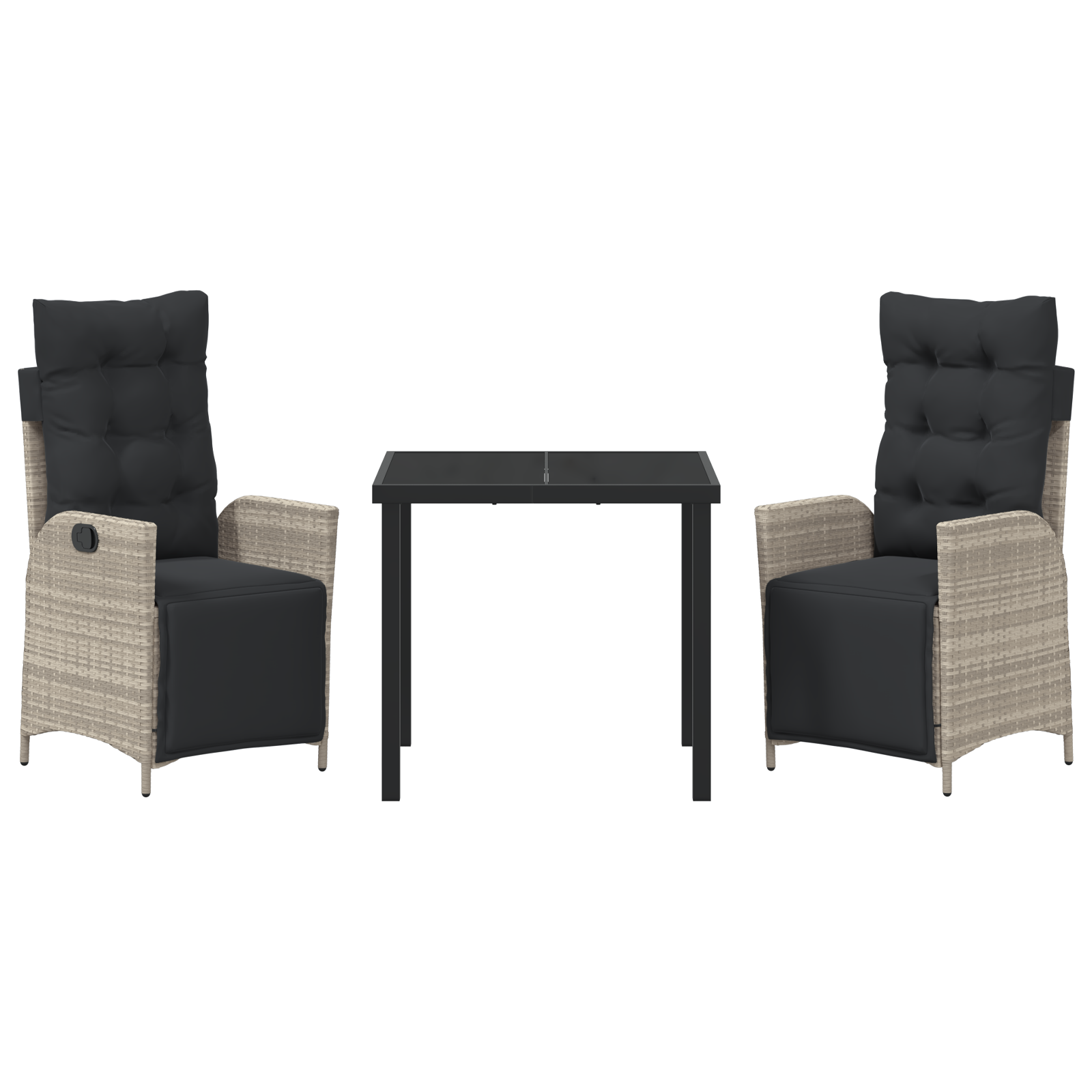 Комплект от 3 места за хранене за градина Светлосиво полиратан - Image 7