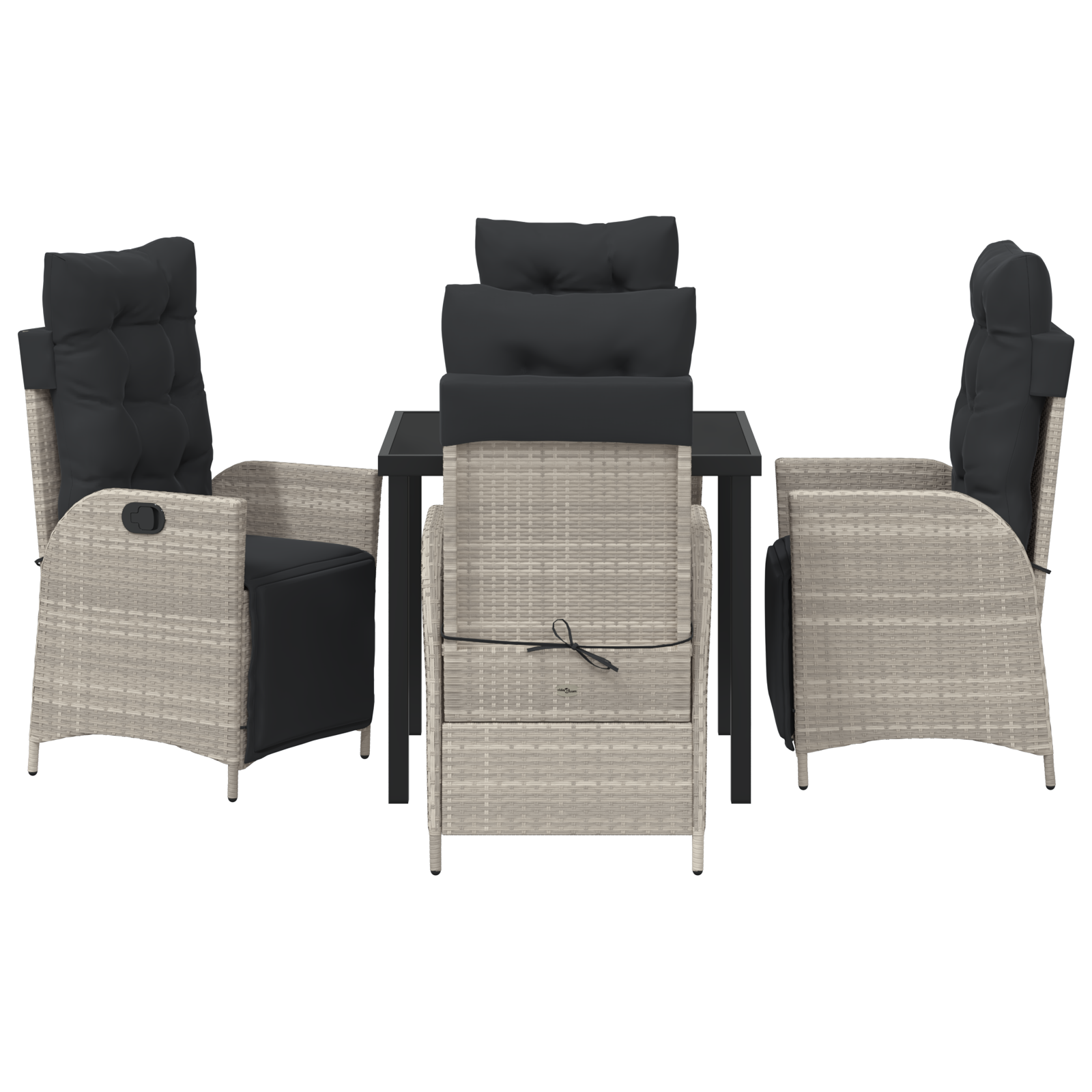 комплект за градинско хранене в светлосиво полиратан - Image 7