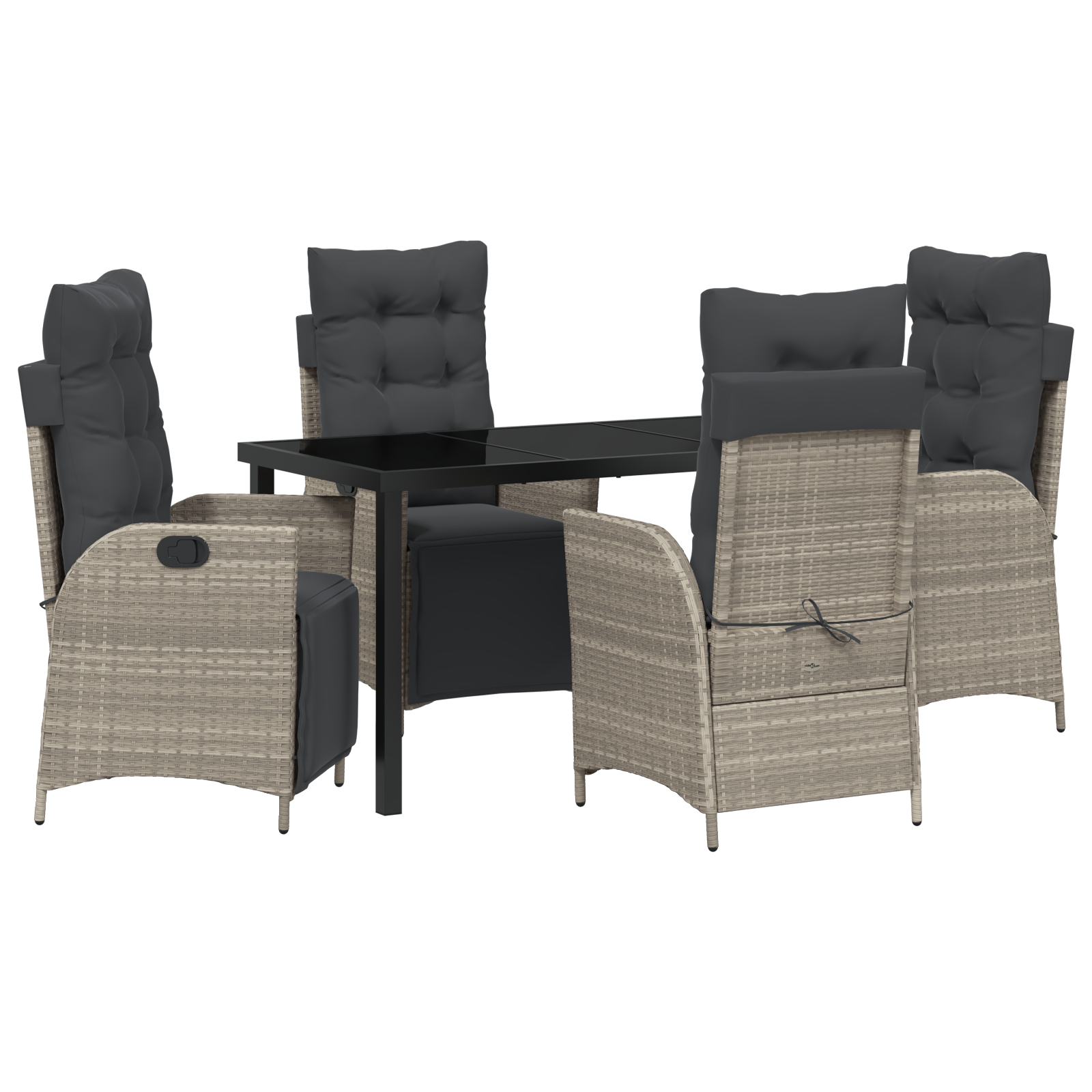 Thumbnail - vidaXL 5-teiliges Garten-Esszimmer-Set Hellgraues Poly-Rattan