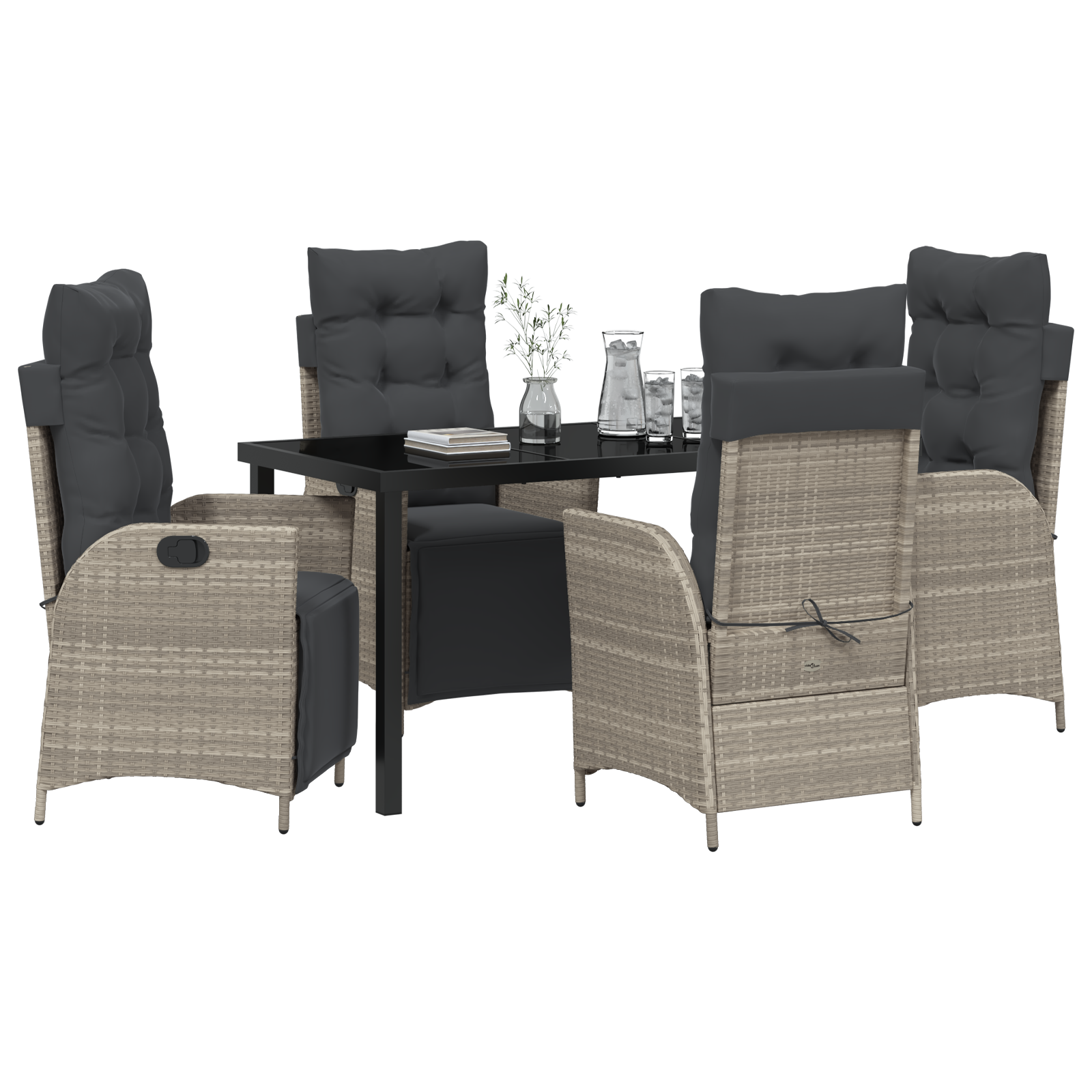 Thumbnail - vidaXL 5-teiliges Garten-Esszimmer-Set Hellgraues Poly-Rattan