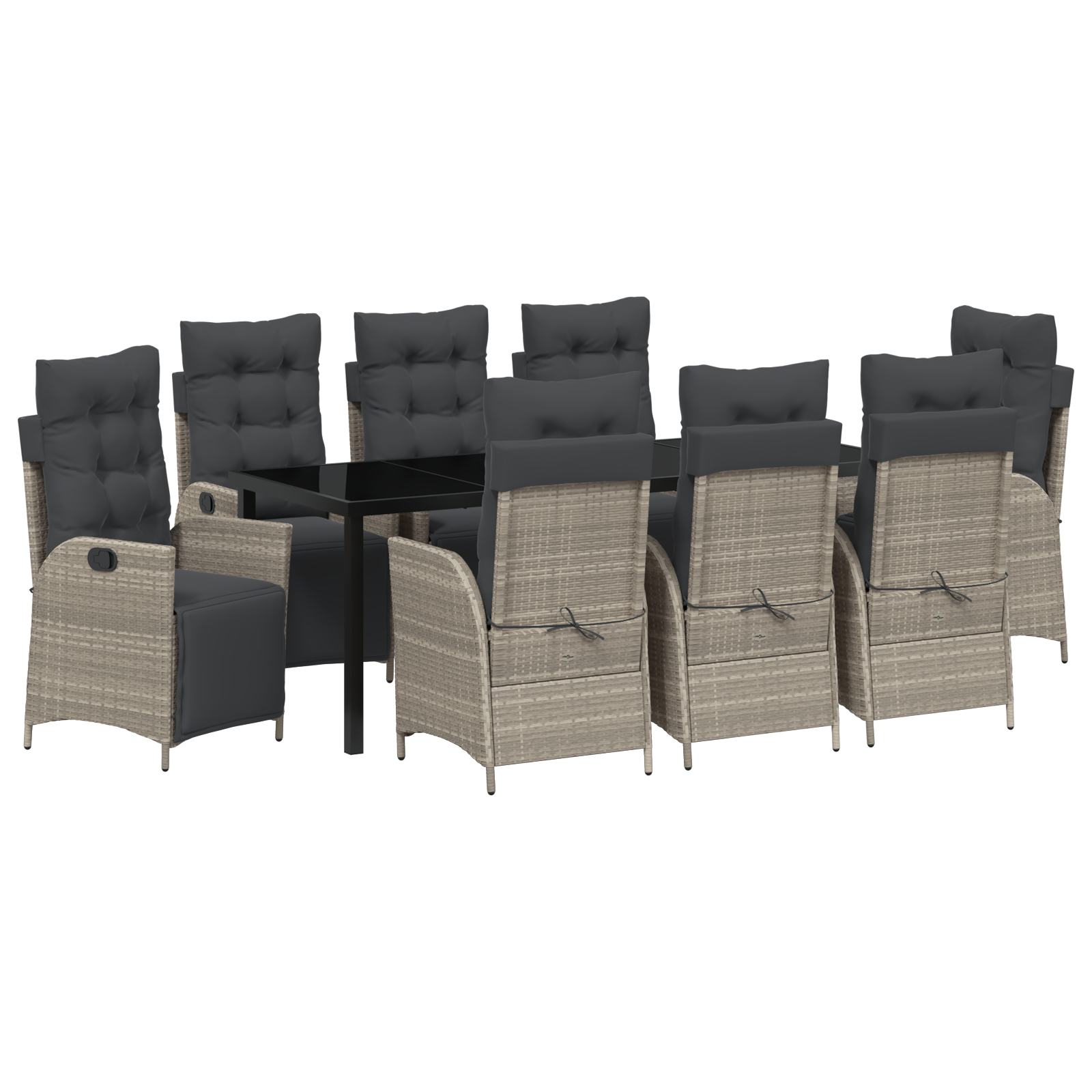 9 Членен комплект градинска маса светлосиво полиратан - Image 2