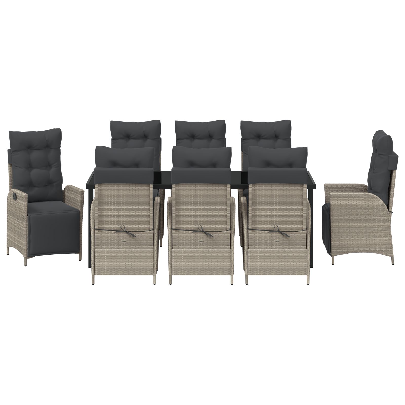 9 Членен комплект градинска маса светлосиво полиратан - Image 7