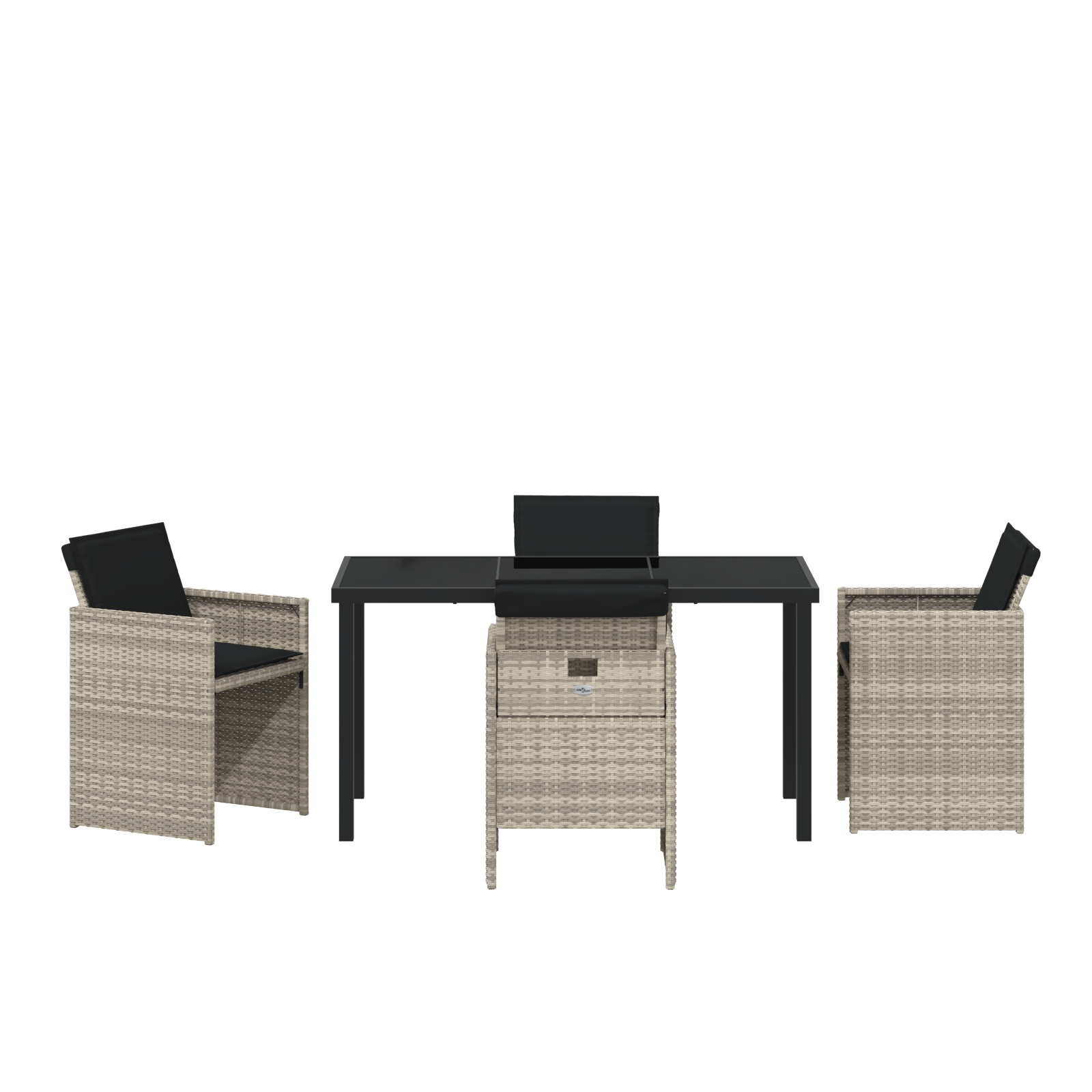 5 Piece Garden Dining Set with Cushions Light Grey Poly Rattan - Image 7