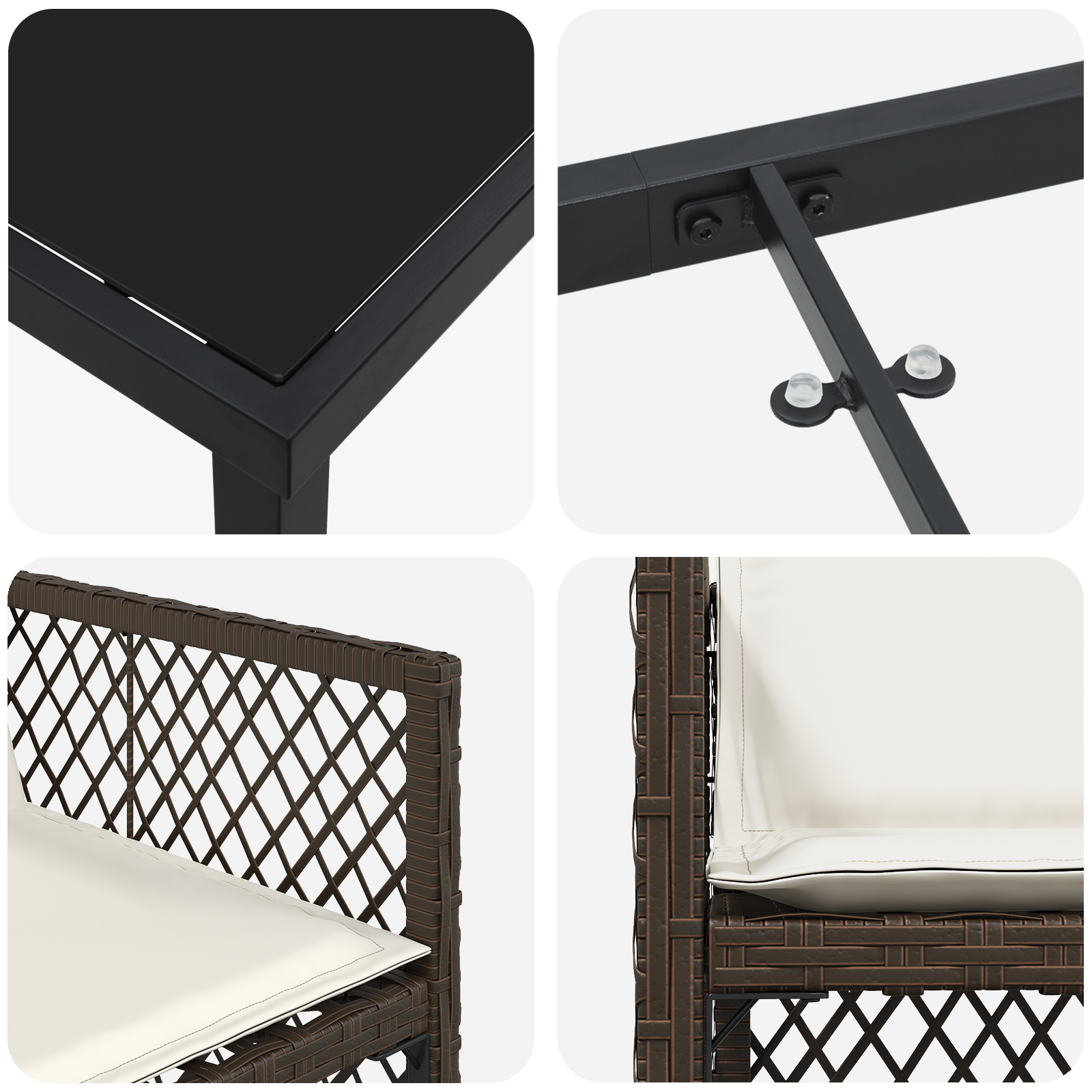 5 Piece Garden Dining Set with Cushions Brown Poly Rattan - Image 9