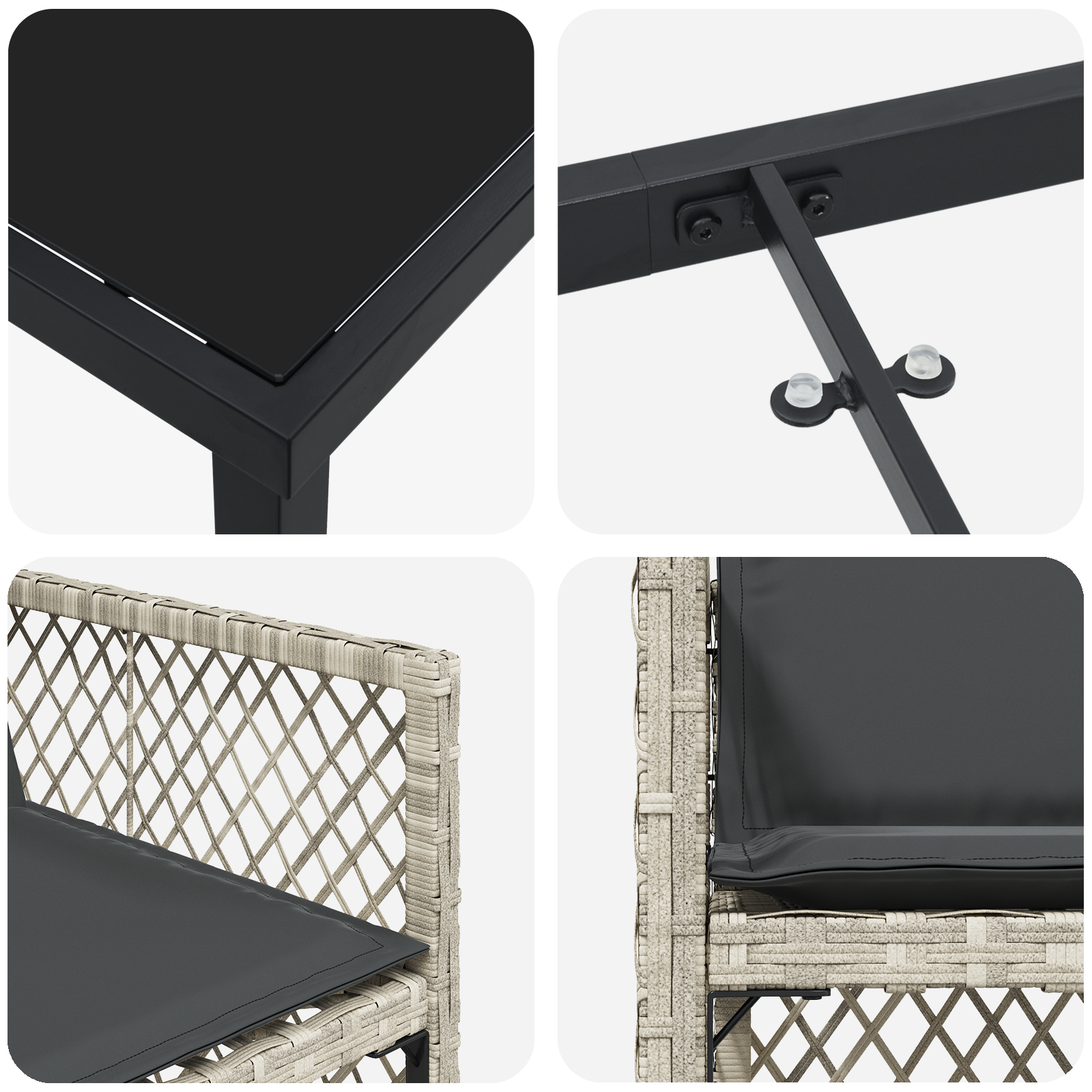 5 Piece Garden Dining Set with Cushions Light Grey Poly Rattan - Image 9