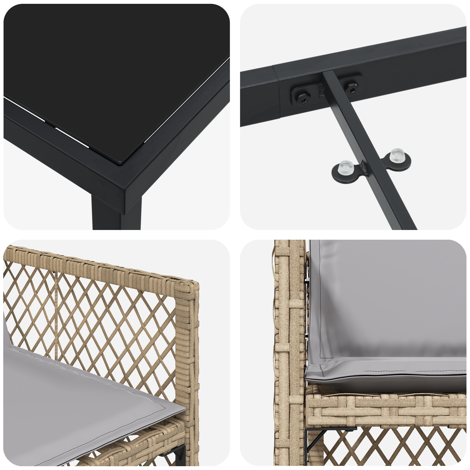 9 dalių sodo valgomojo komplektas su pagalvėlėmis Smėlio ratanas - Image 9