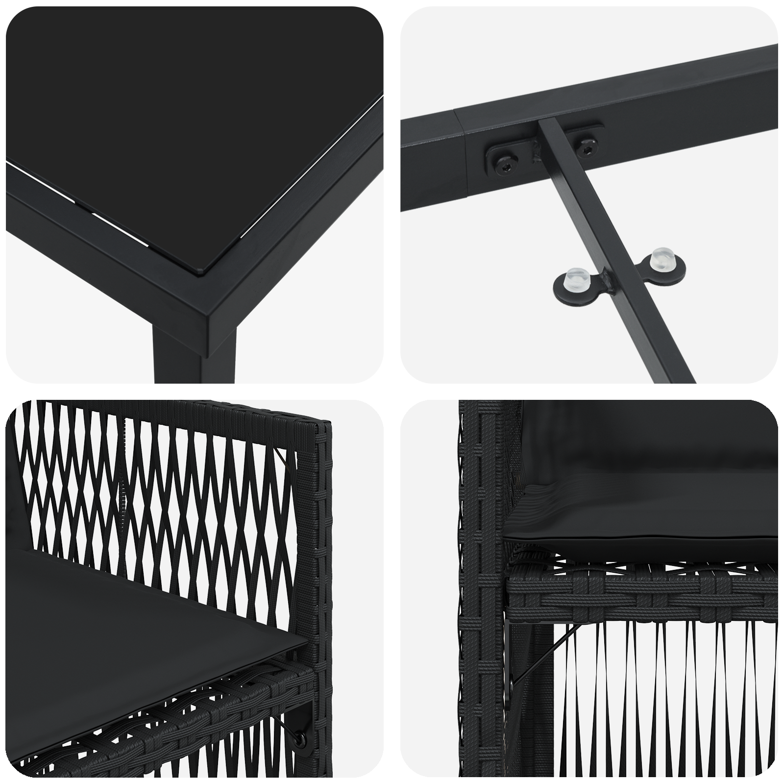 Комплект за хранене на градина с възглавници Черен полиратан - Image 9