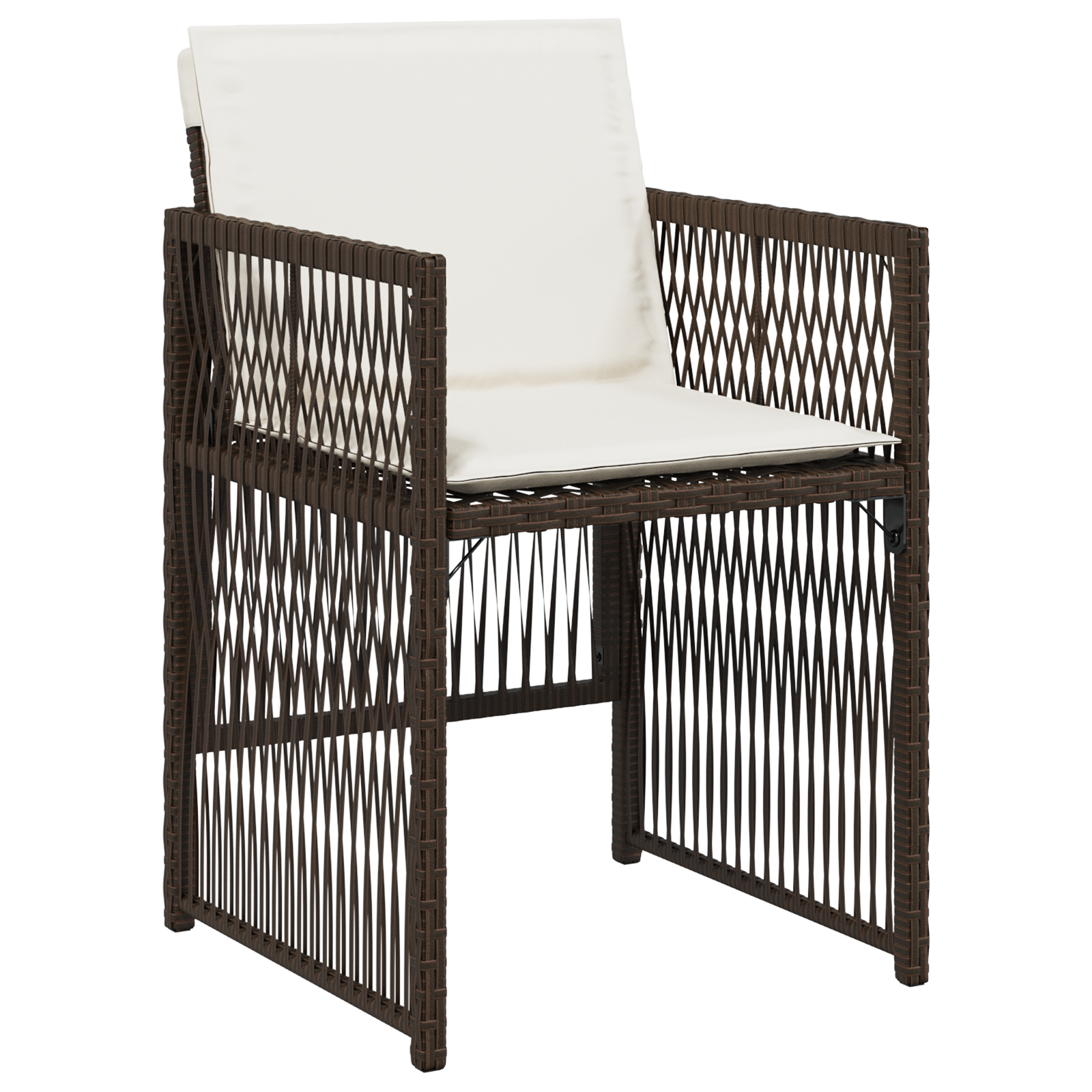 5 Piece Garden Dining Set with Cushions Brown Poly Rattan - Image 6