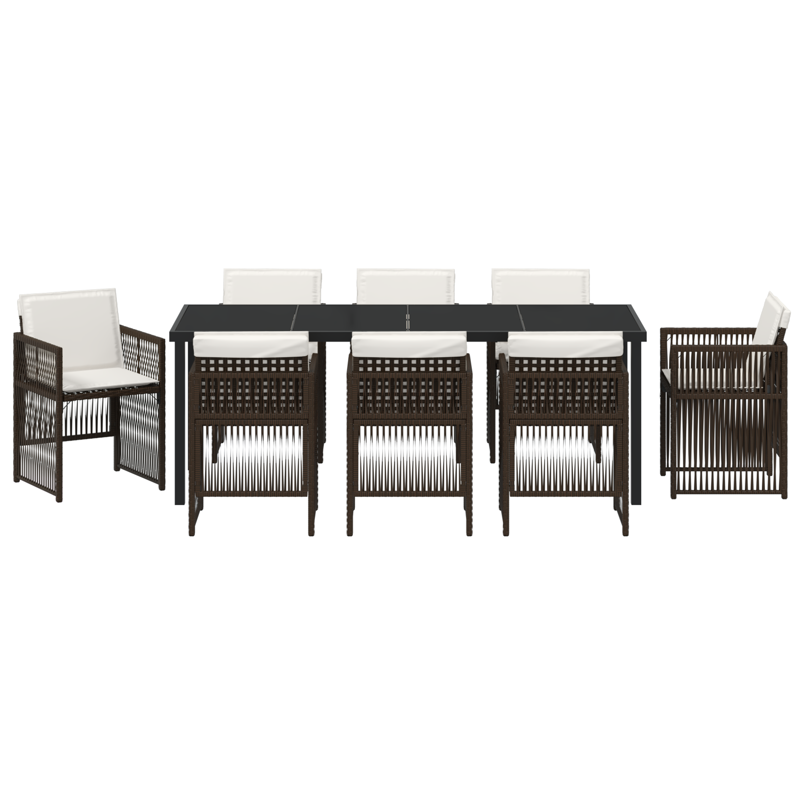 9 Частен комплект за хранене в градината с възглавници Кафяв Поли Ратан - Image 7