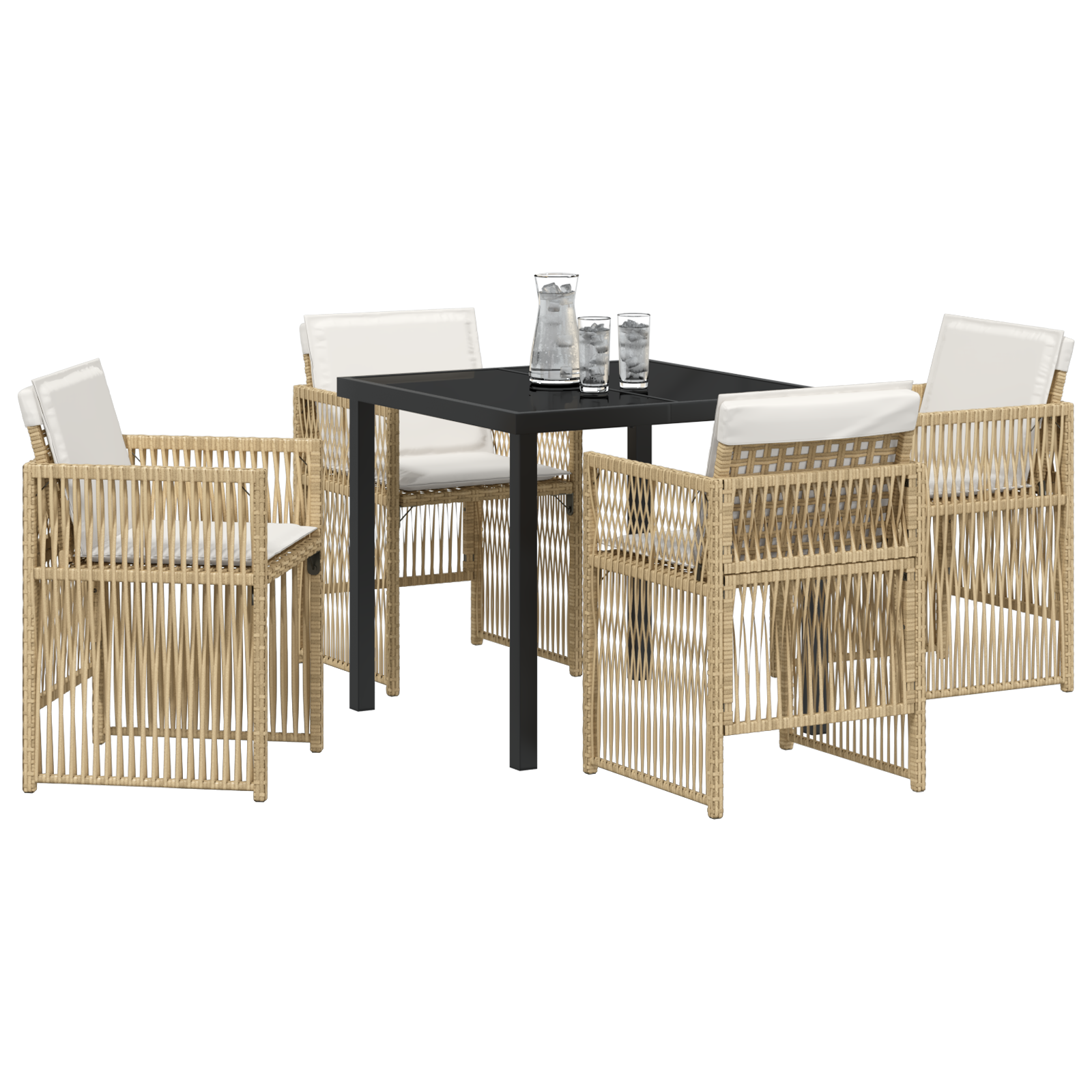 Thumbnail - vidaXL 5-teiliges Gartentisch-Set aus beigem Poly-Rattan