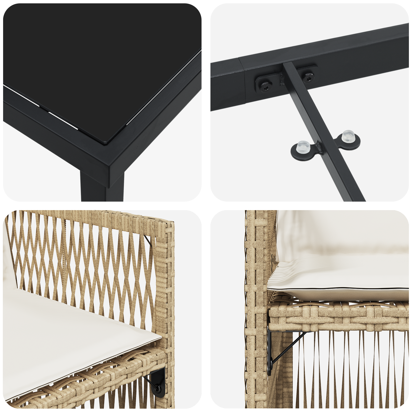 Комплект за хранене в градина с 5 части и възглавнички, бежов ратан - Image 9