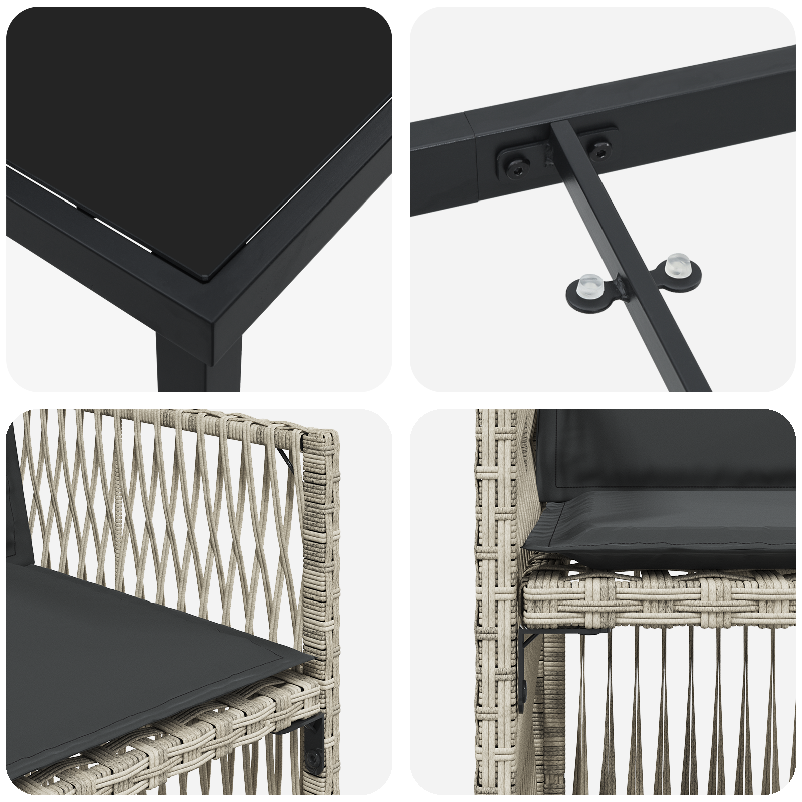 9-частен комплект за хранене в градина с възглавници Светлосиво Полиратан - Image 9