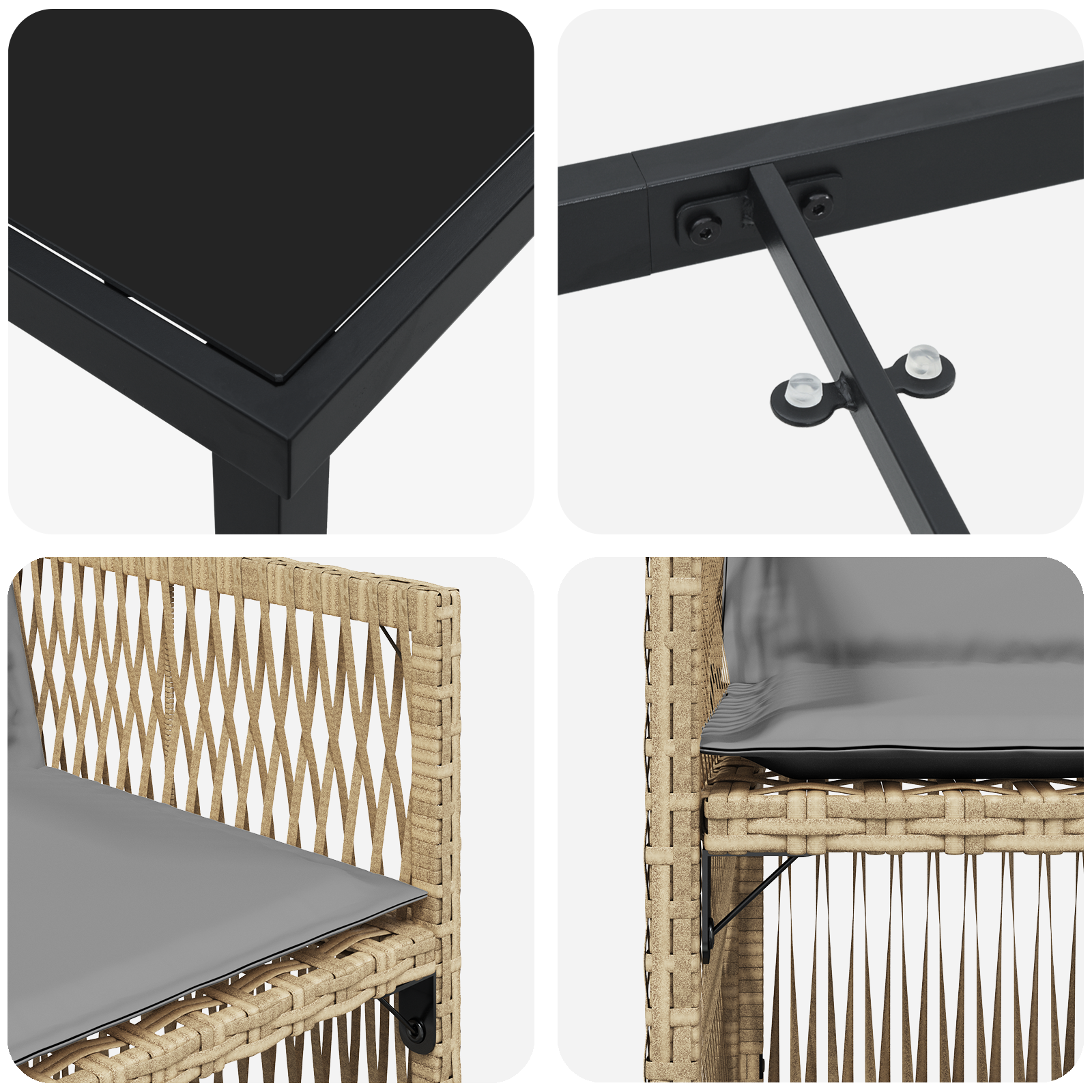 5 части комплект за хранене в градината с възглавници бежово полирано ратан - Image 9