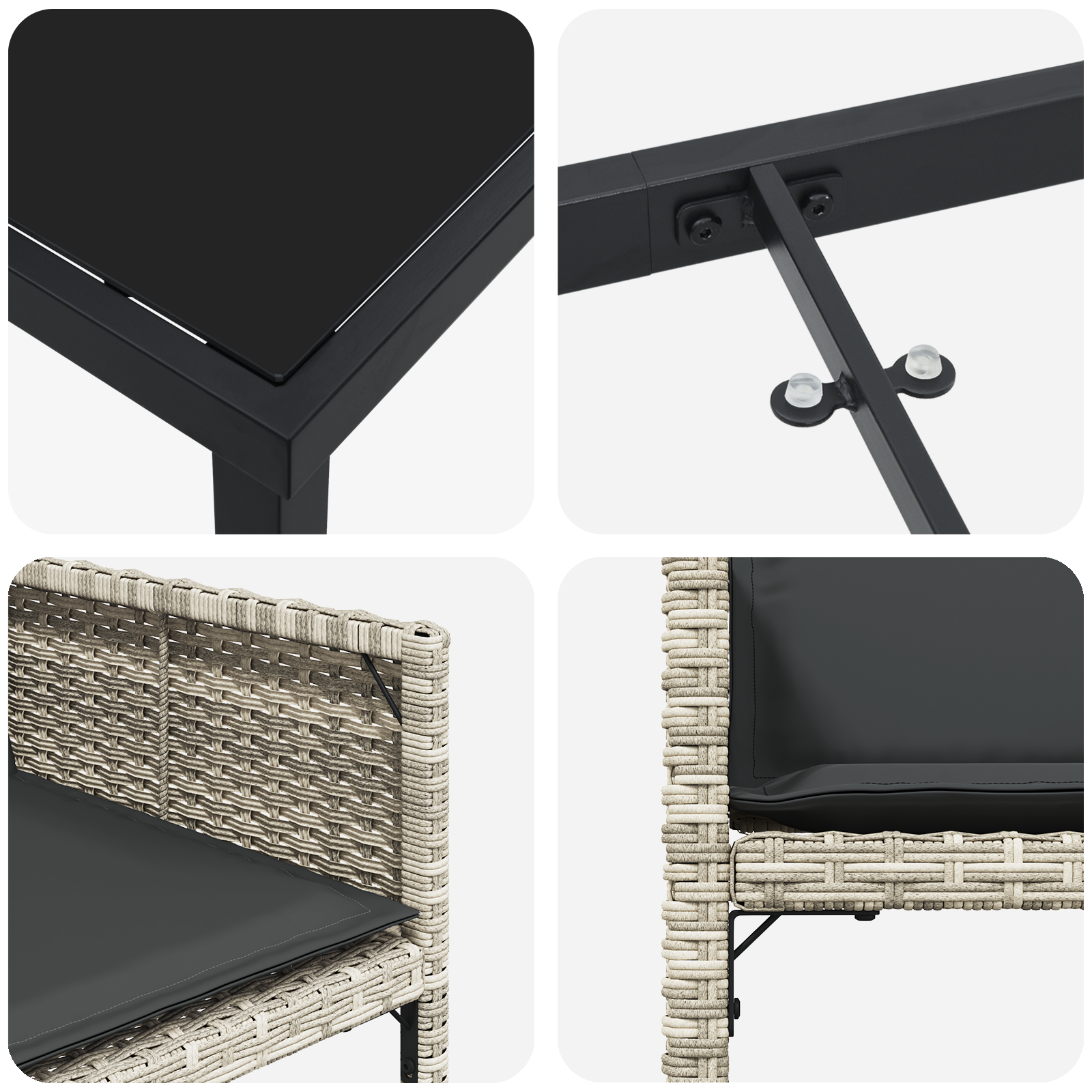 5 Piece Garden Dining Set with Cushions Light Grey Poly Rattan - Image 8