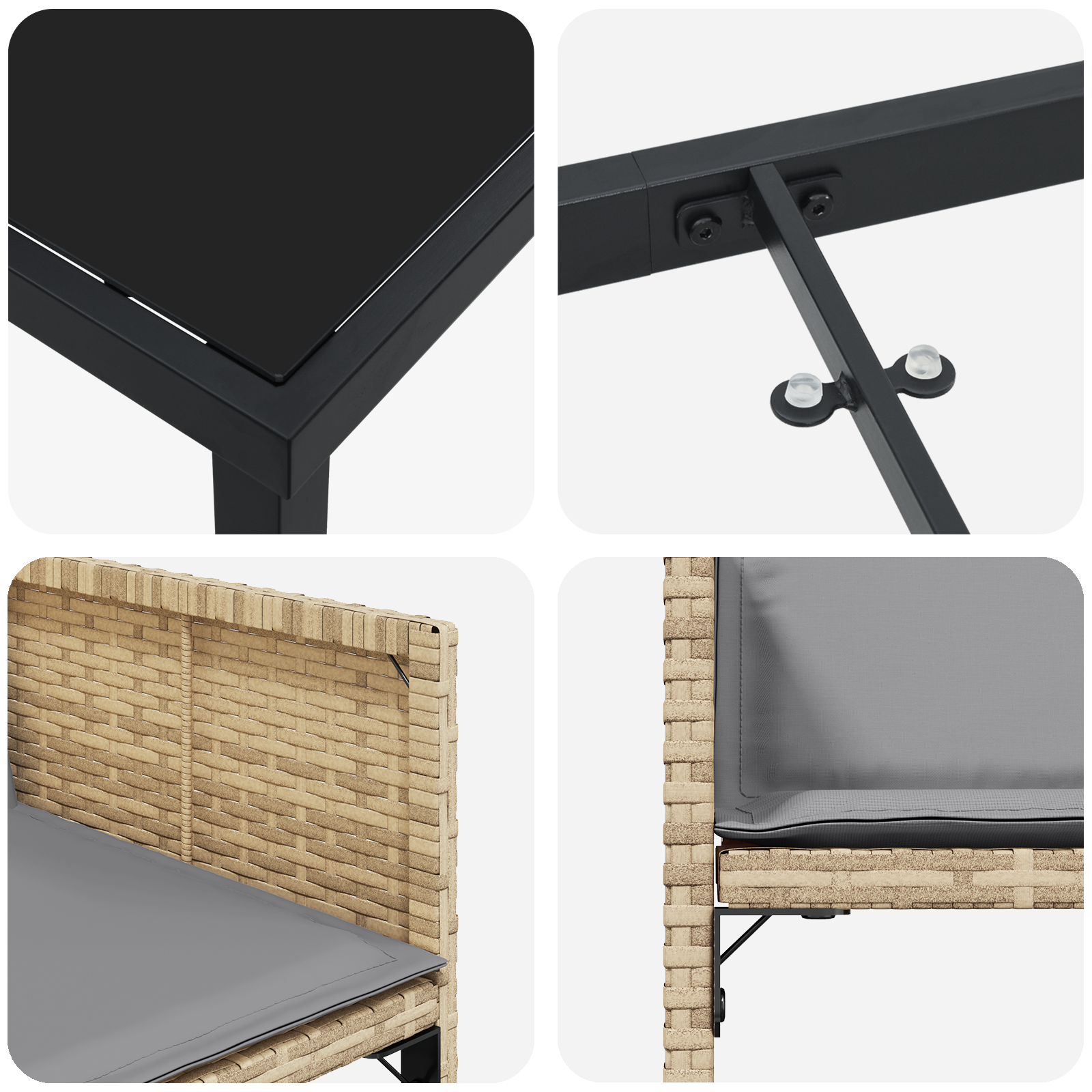Conjunto de Jantar de Jardim de 5 Peças com Almofadas Rattan Beige Misturado