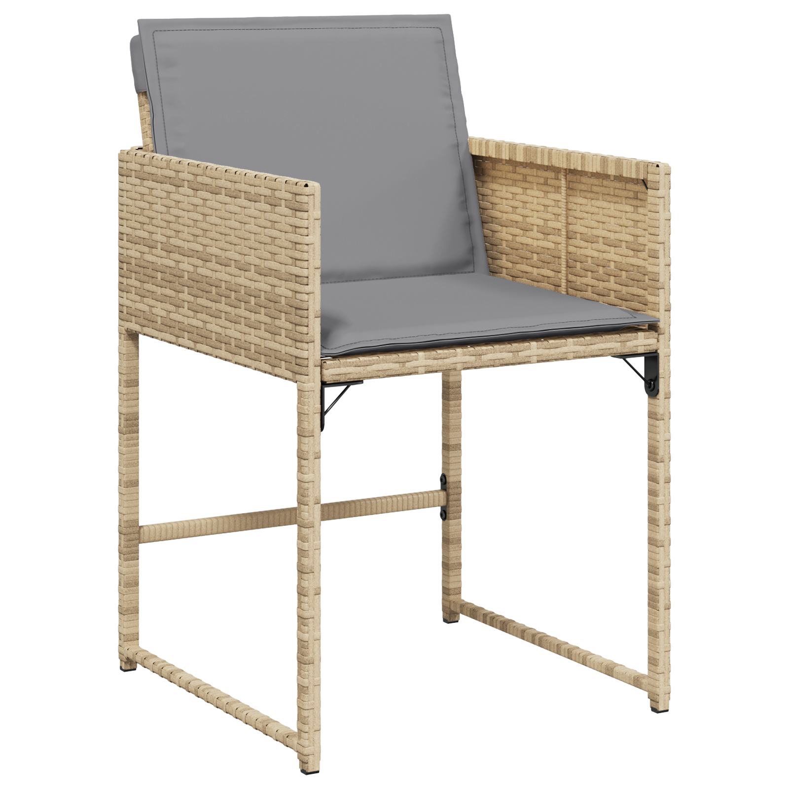 Conjunto de Jantar de Jardim de 5 Peças com Almofadas Rattan Beige Misturado