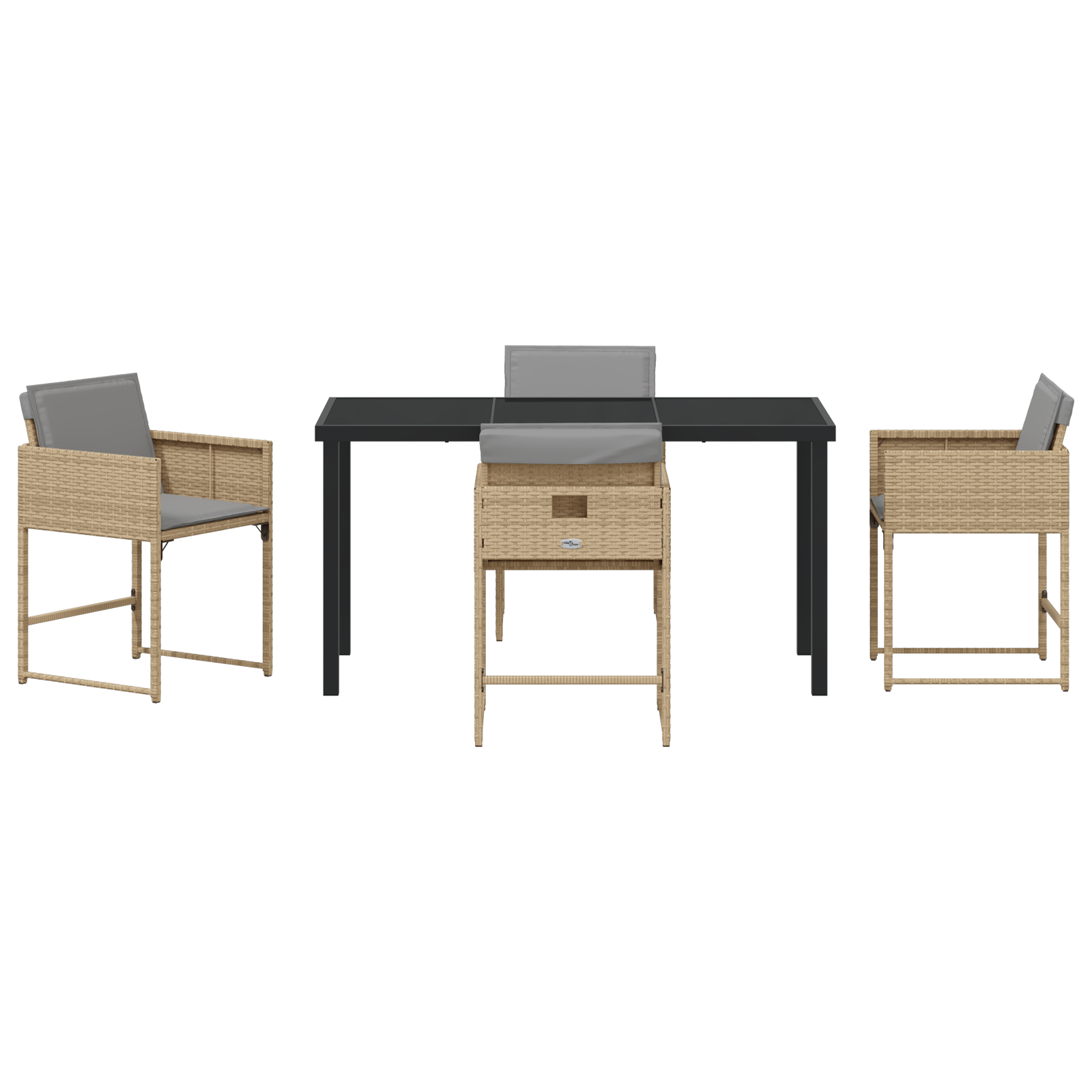 Conjunto de Jantar de Jardim de 5 Peças com Almofadas Rattan Beige Misturado