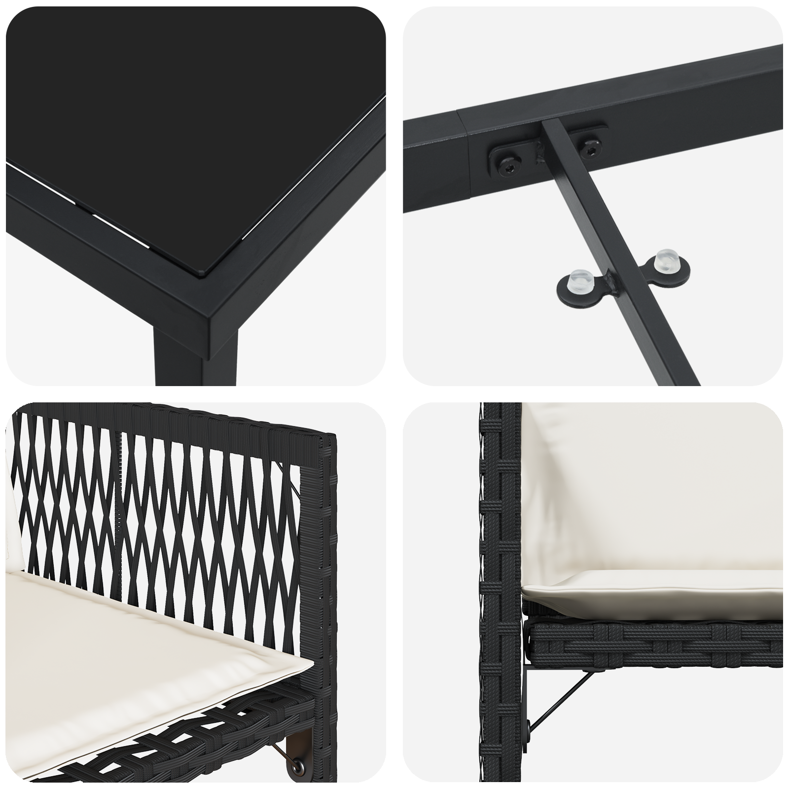 5 Частен комплект градинска маса с възглавници Черен Полиратан - Image 9