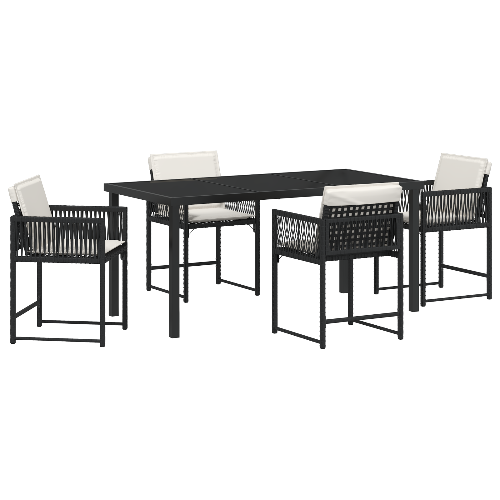 5 Частен комплект градинска маса с възглавници Черен Полиратан - Image 2