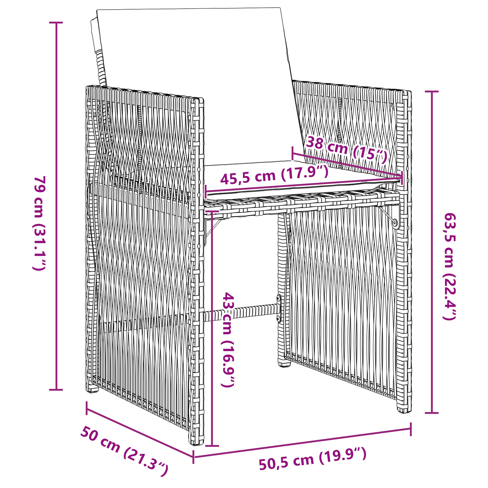 5 Piece Garden Dining Set with Cushions Black Poly Rattan - Image 10