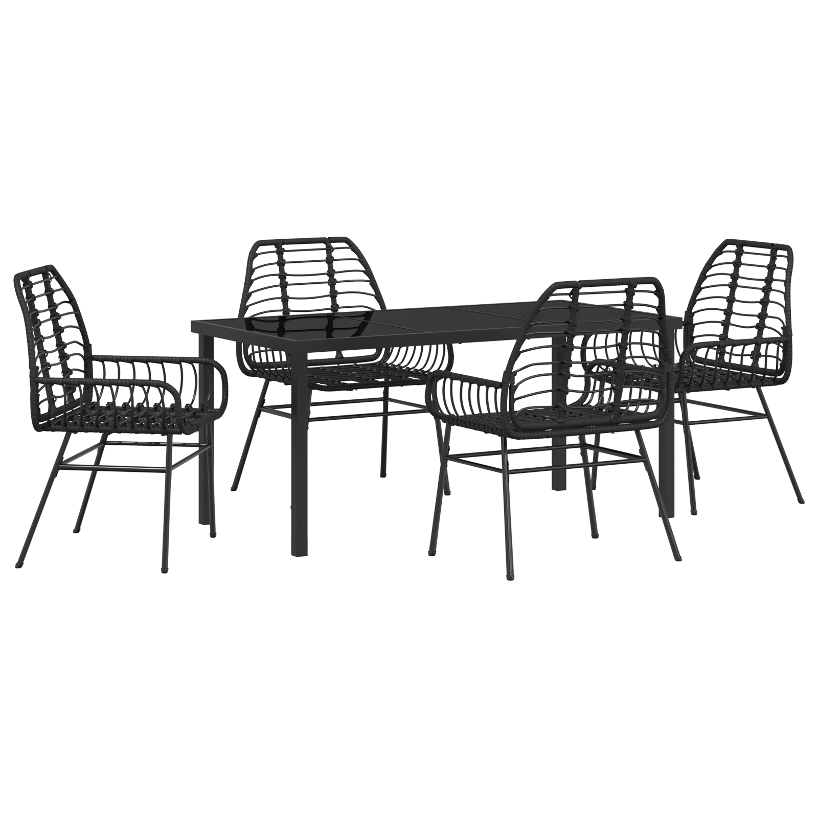 Thumbnail - vidaXL 5-teiliges Garten-Esszimmer-Set aus schwarzem Poly-Rattan