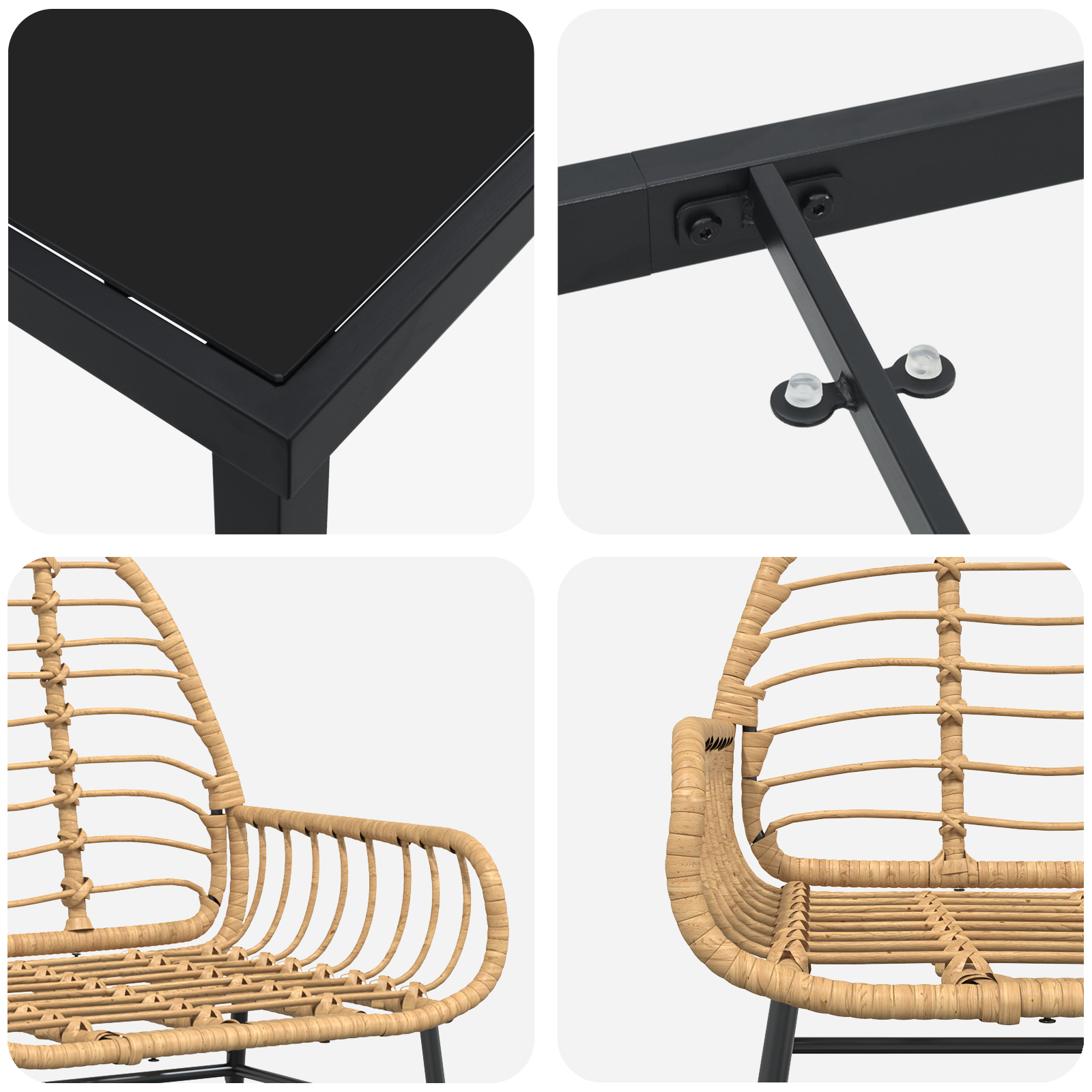 Conjunto de Jantar de Jardim 3 Peças Castanho em Rattan Sintético
