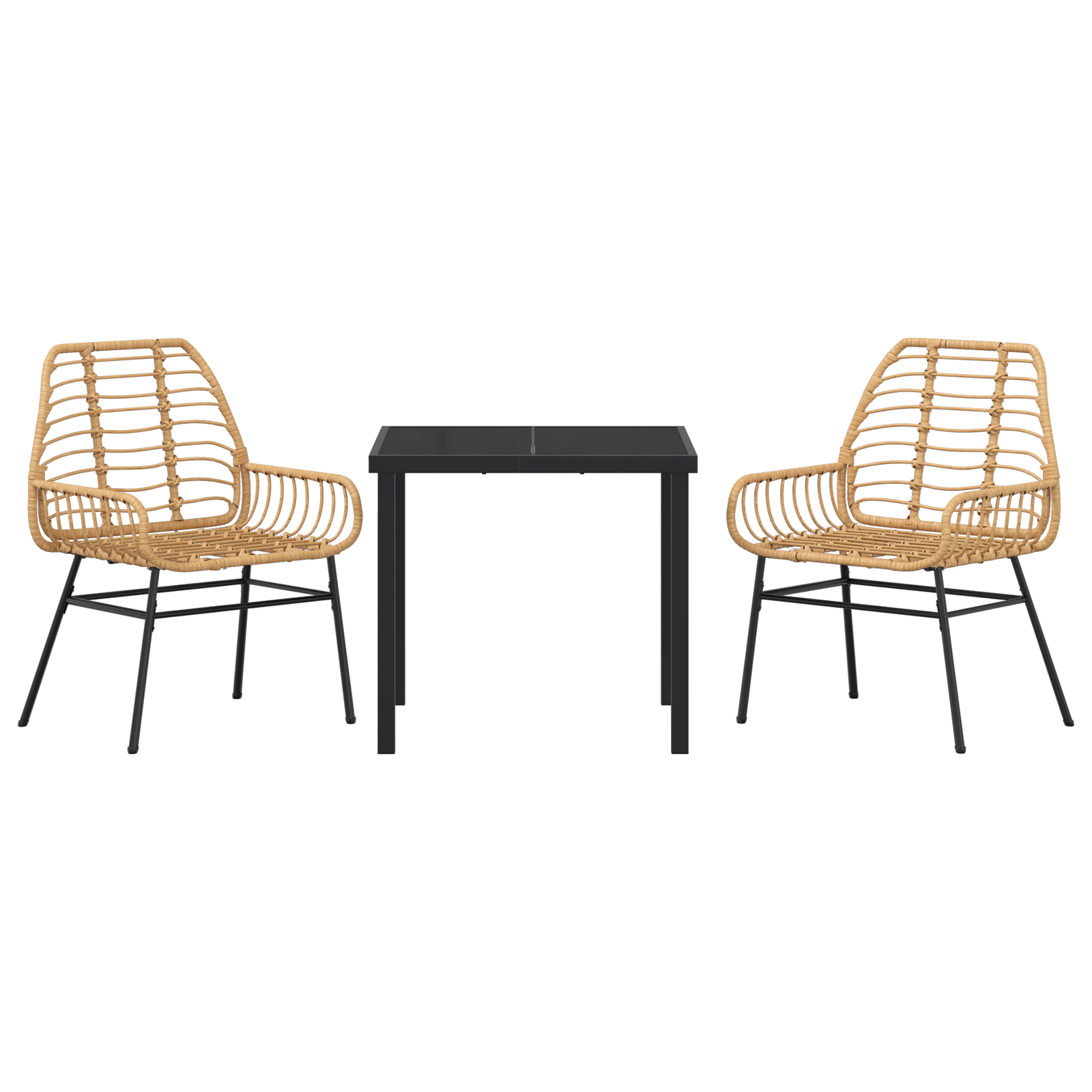Conjunto de Jantar de Jardim 3 Peças Castanho em Rattan Sintético