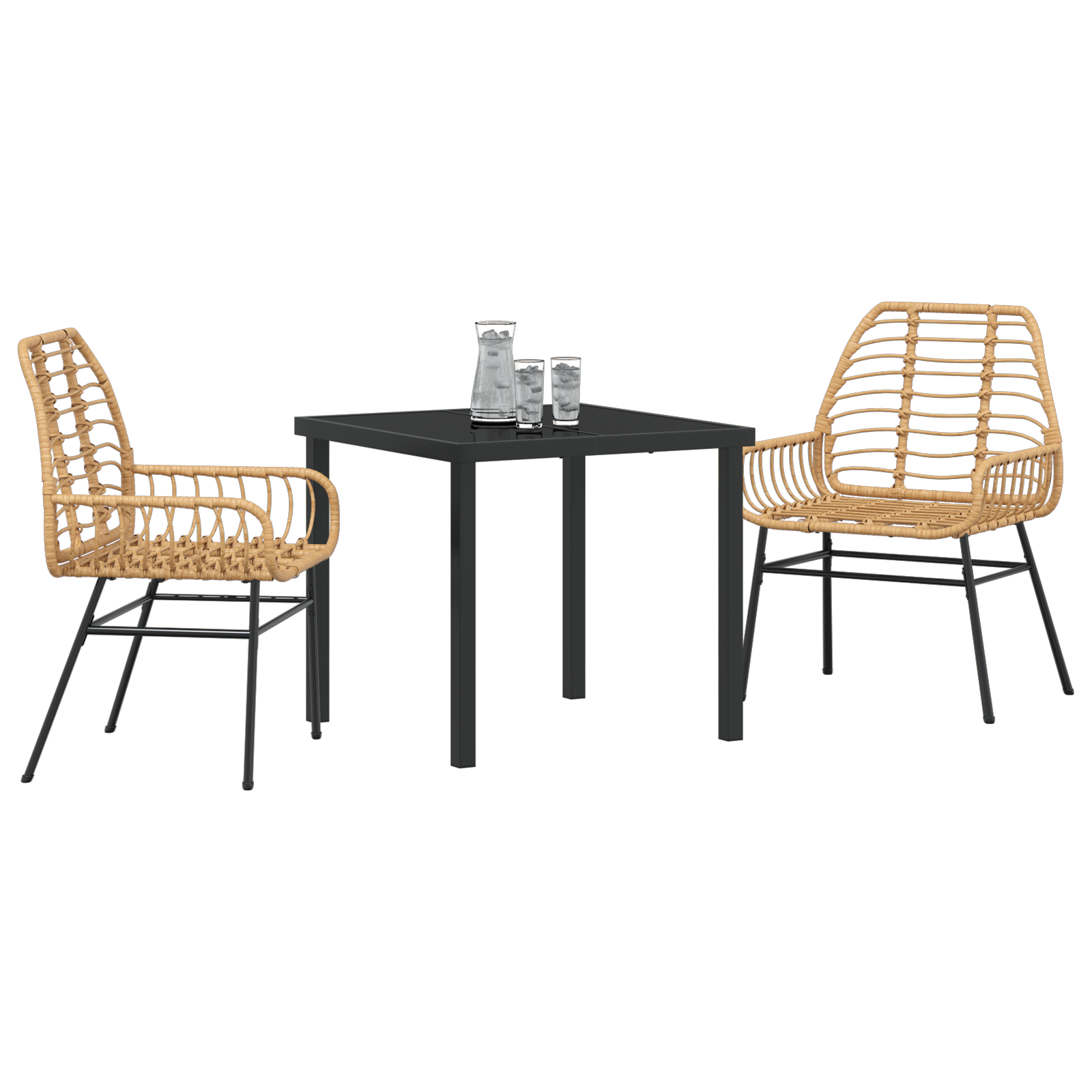Conjunto de Jantar de Jardim 3 Peças Castanho em Rattan Sintético